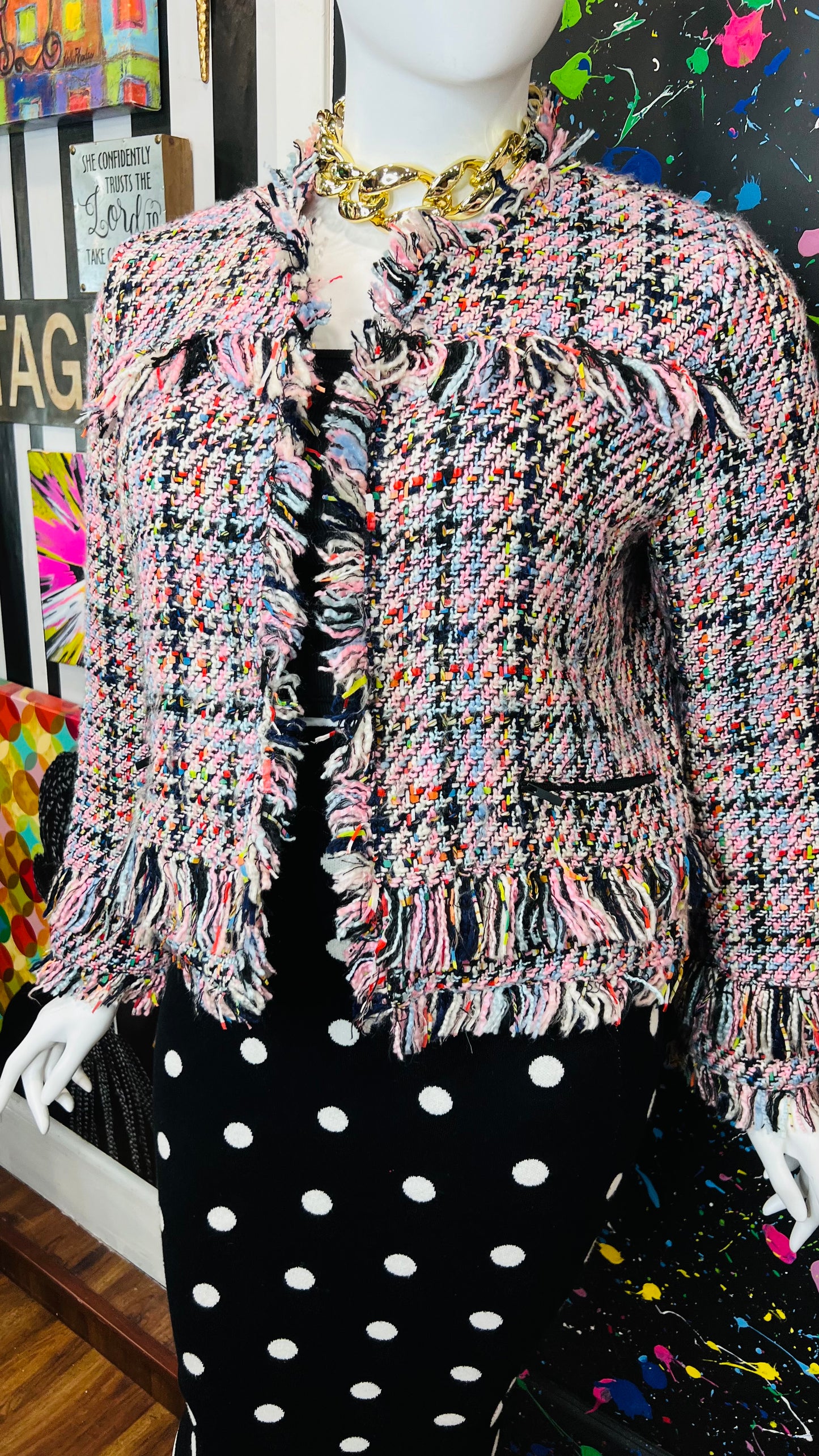 Tweed Multicolored Cropped Blazer (18)