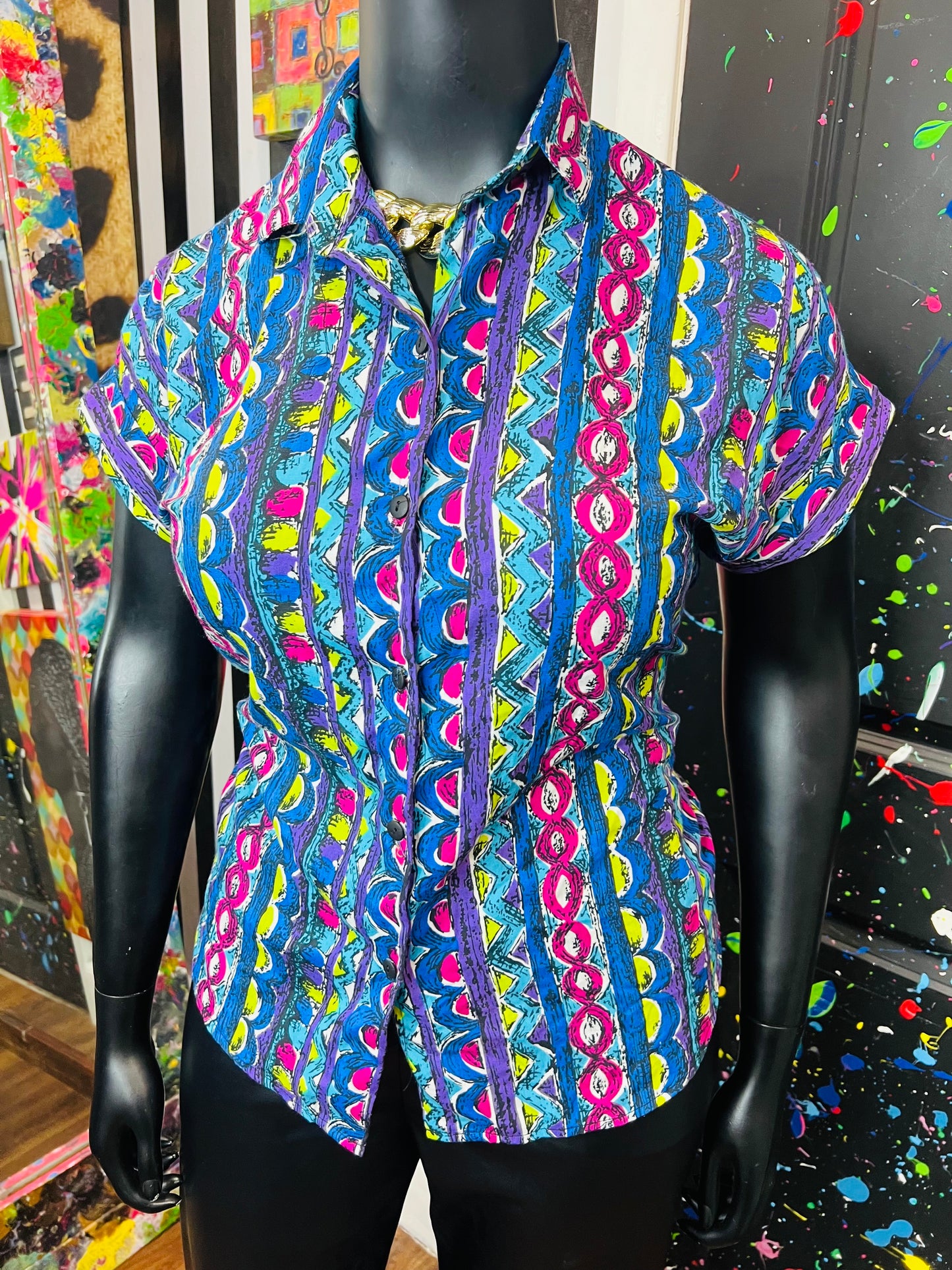 Vintage Abstract 80’s Blouse (16/18)