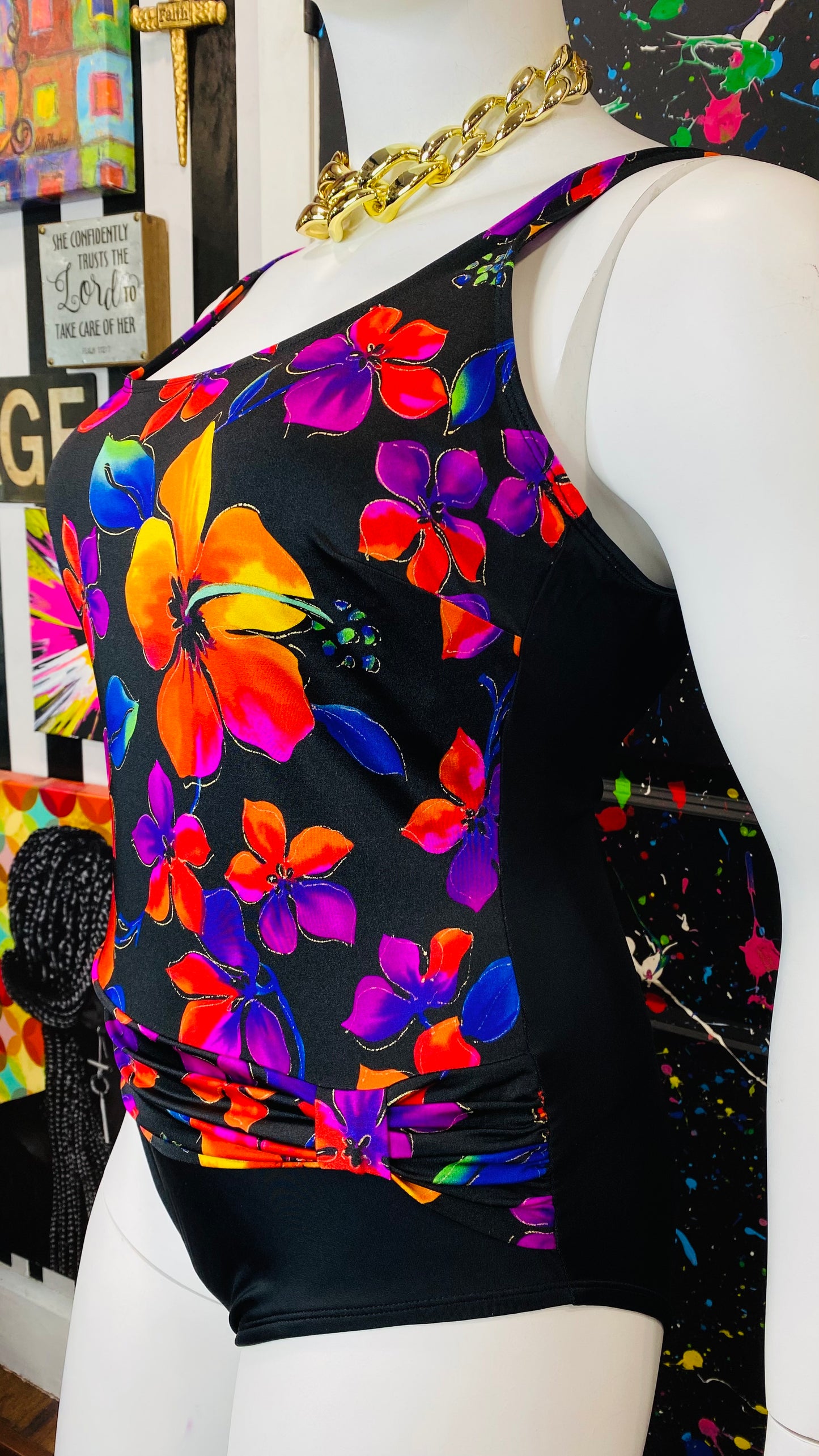 Vintage Vibrant Floral Swimsuit (16/18)