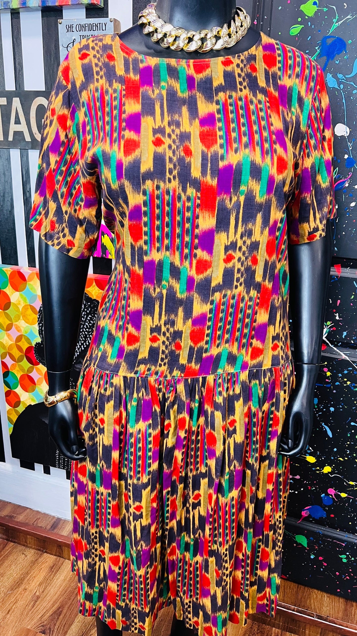 Vintage Tribal Print Sleeveless Dress (14)
