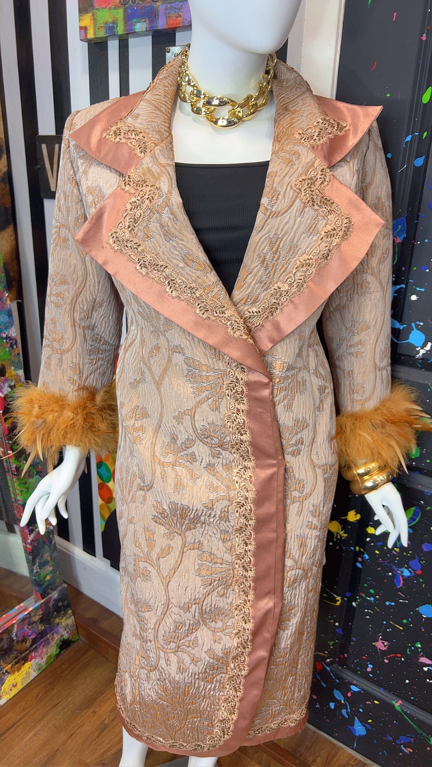 Vintage Long Statement Couture Blazer w/ Faux Fur (16)