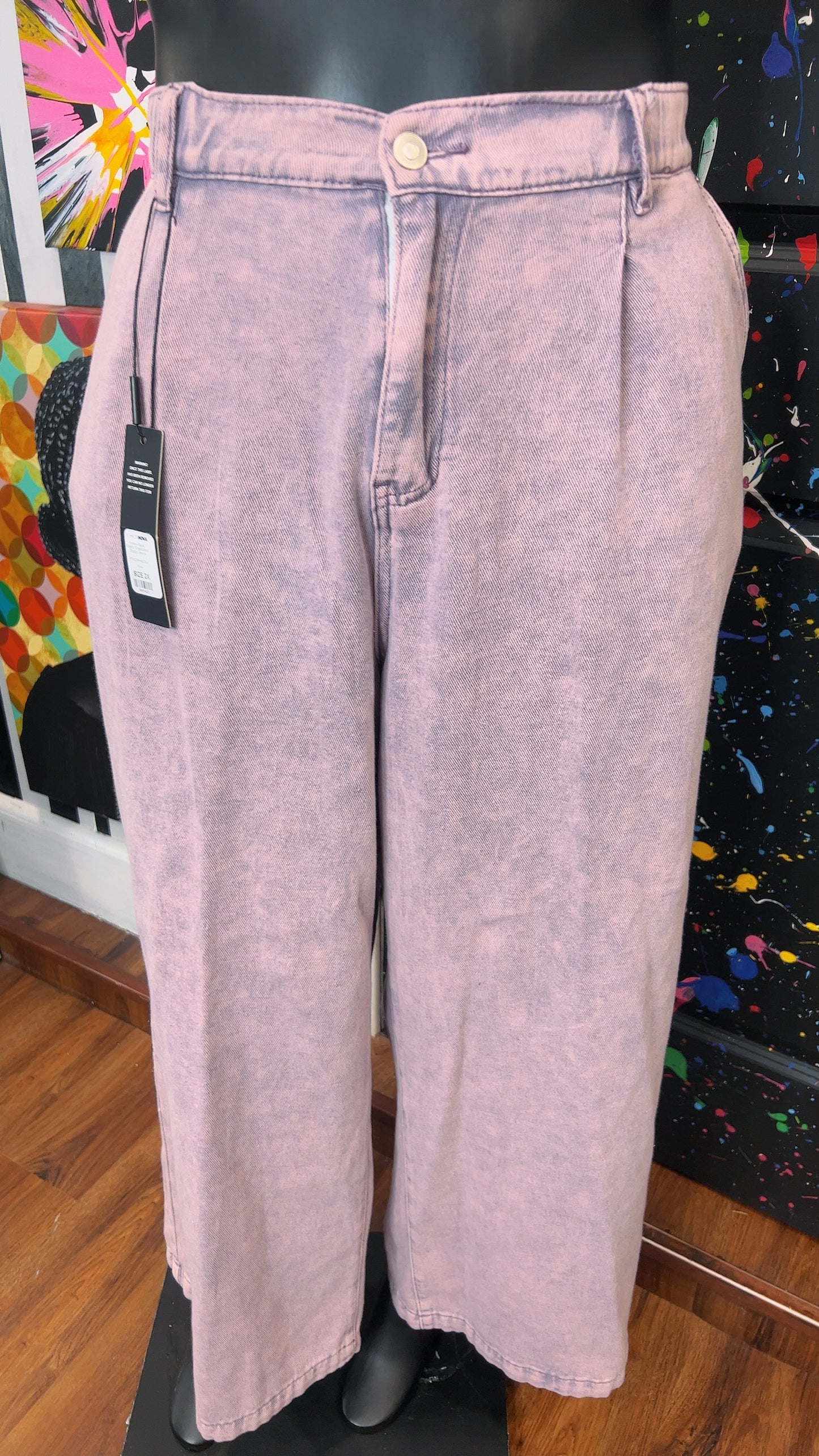 Wide Leg Purple Pleated Stonewash Jeans New w/Tags (16)
