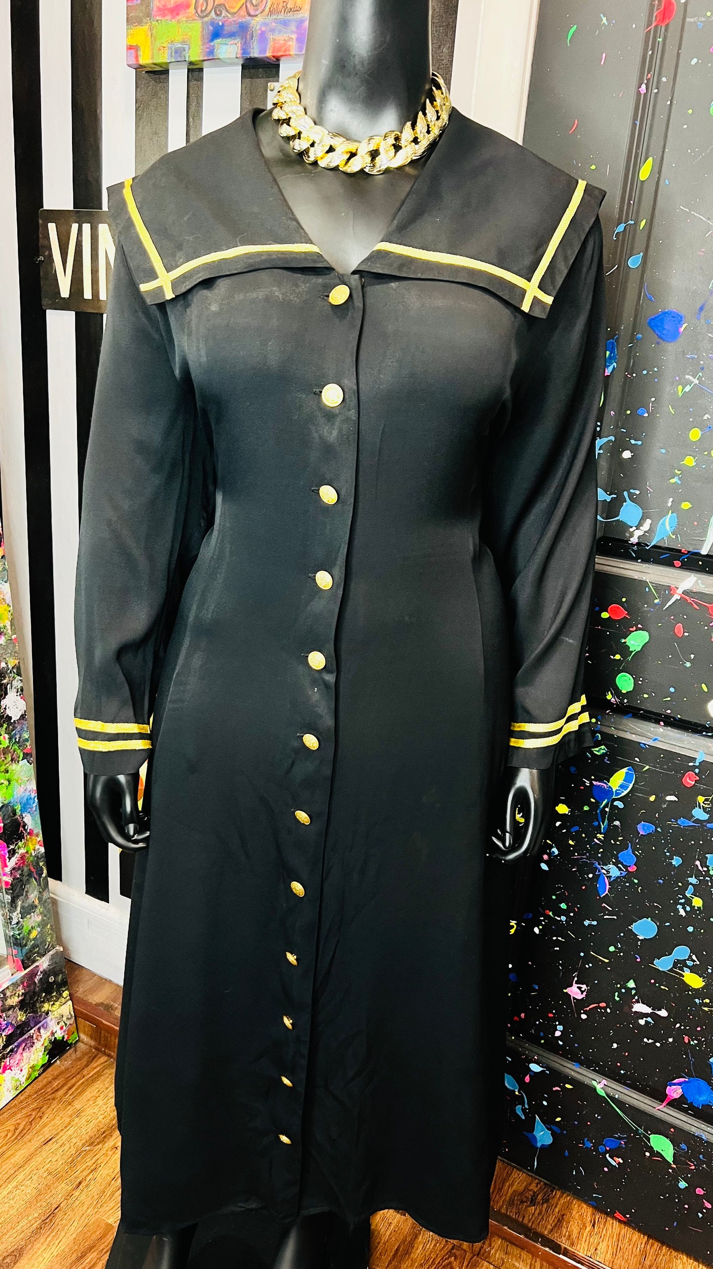 Vintage Black & Gold Sailor Dress (24)