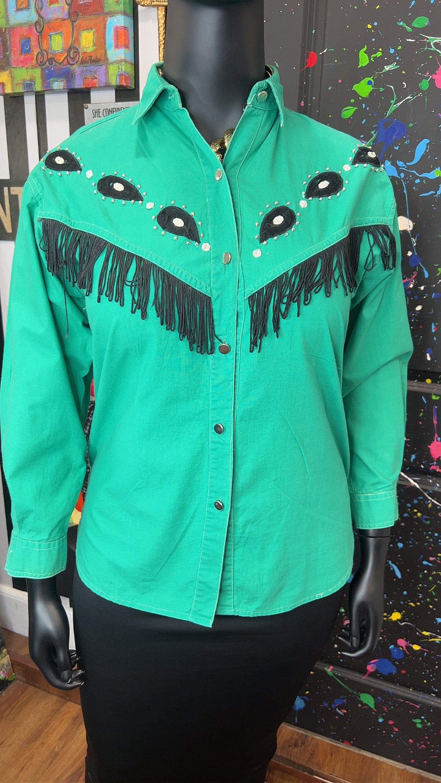 Vintage Western Fringe & Jewel Blouse (12)