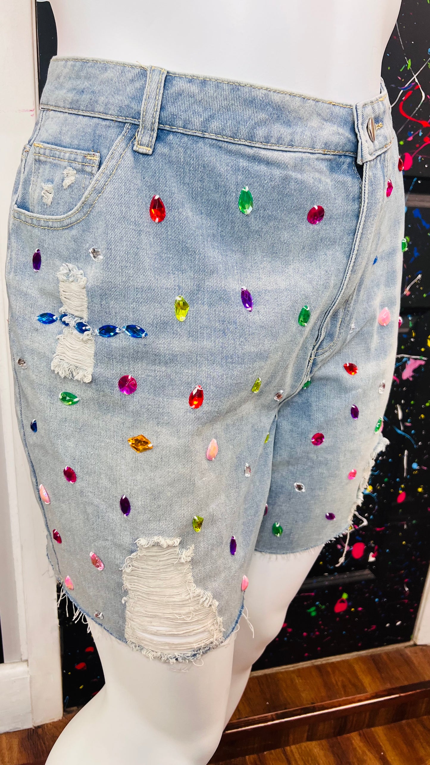 Denim Rhinestone Shorts- New w/Tags (22)