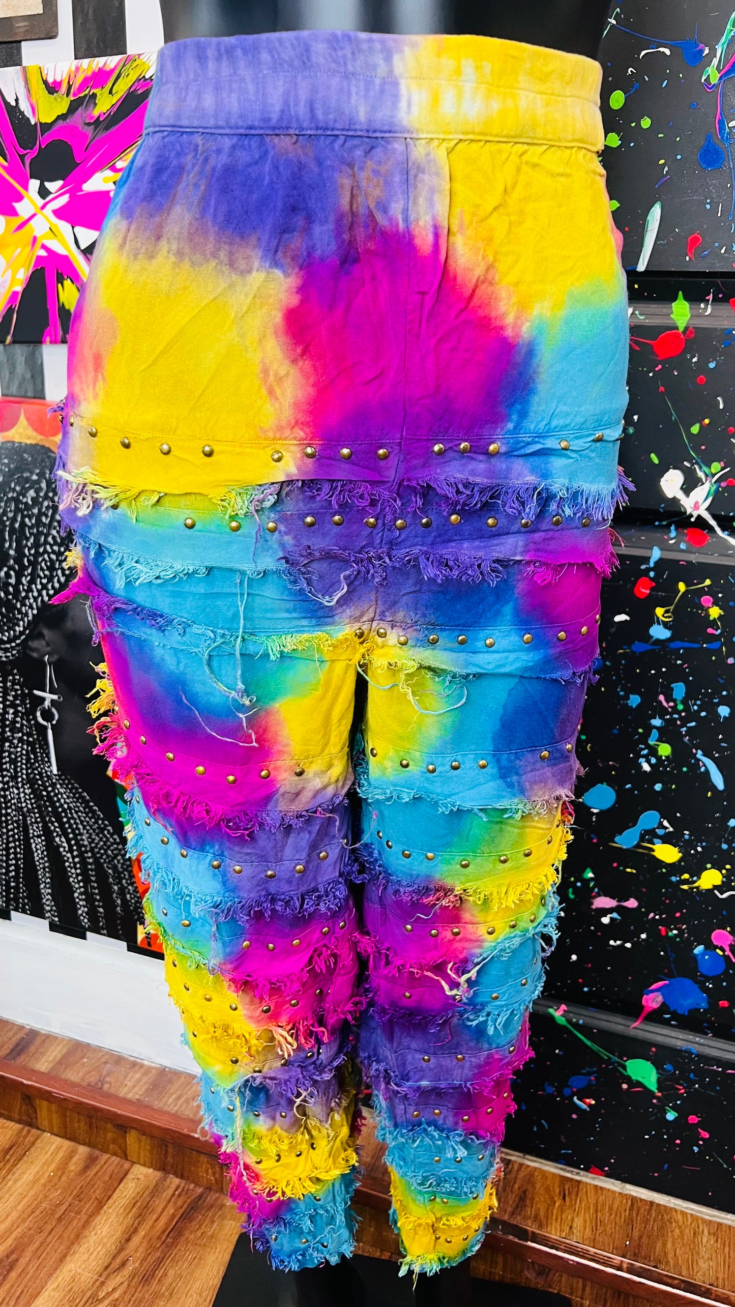 Vintage Rayon Rainbow Studded Pants (12)