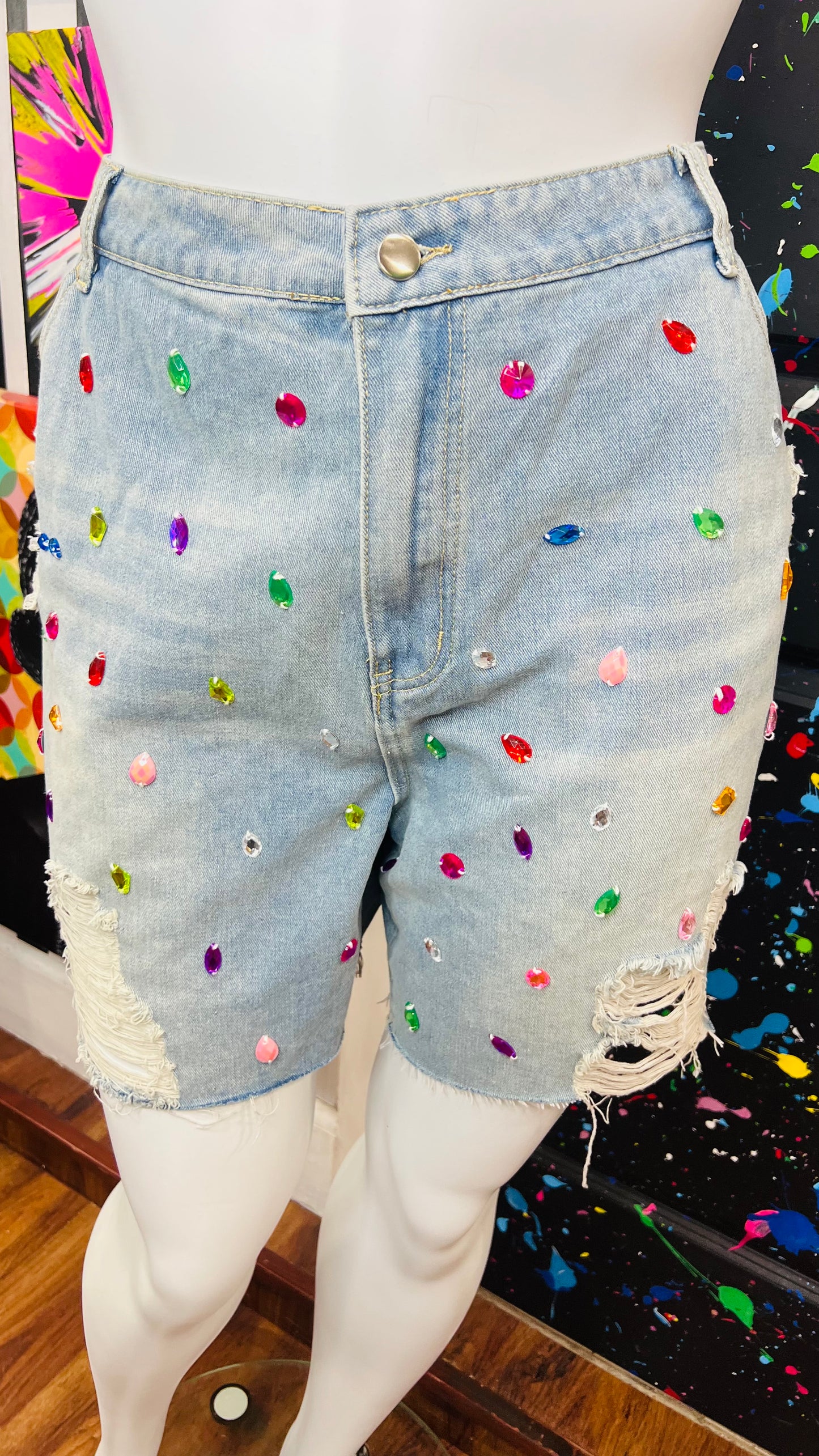 Denim Rhinestone Shorts- New w/Tags (22)