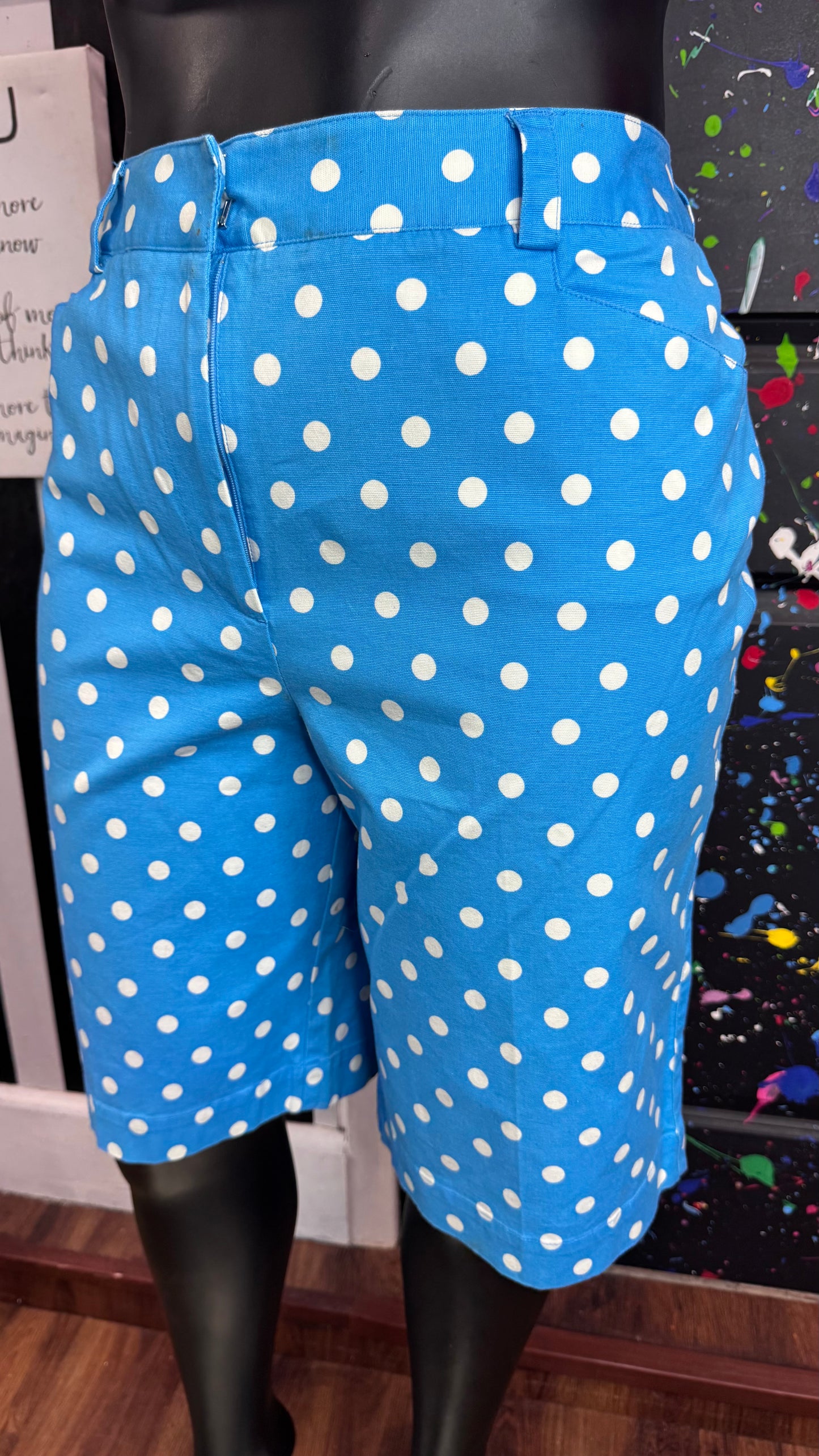 Talbots Blue & White Polka Dot Shorts (18) *KC