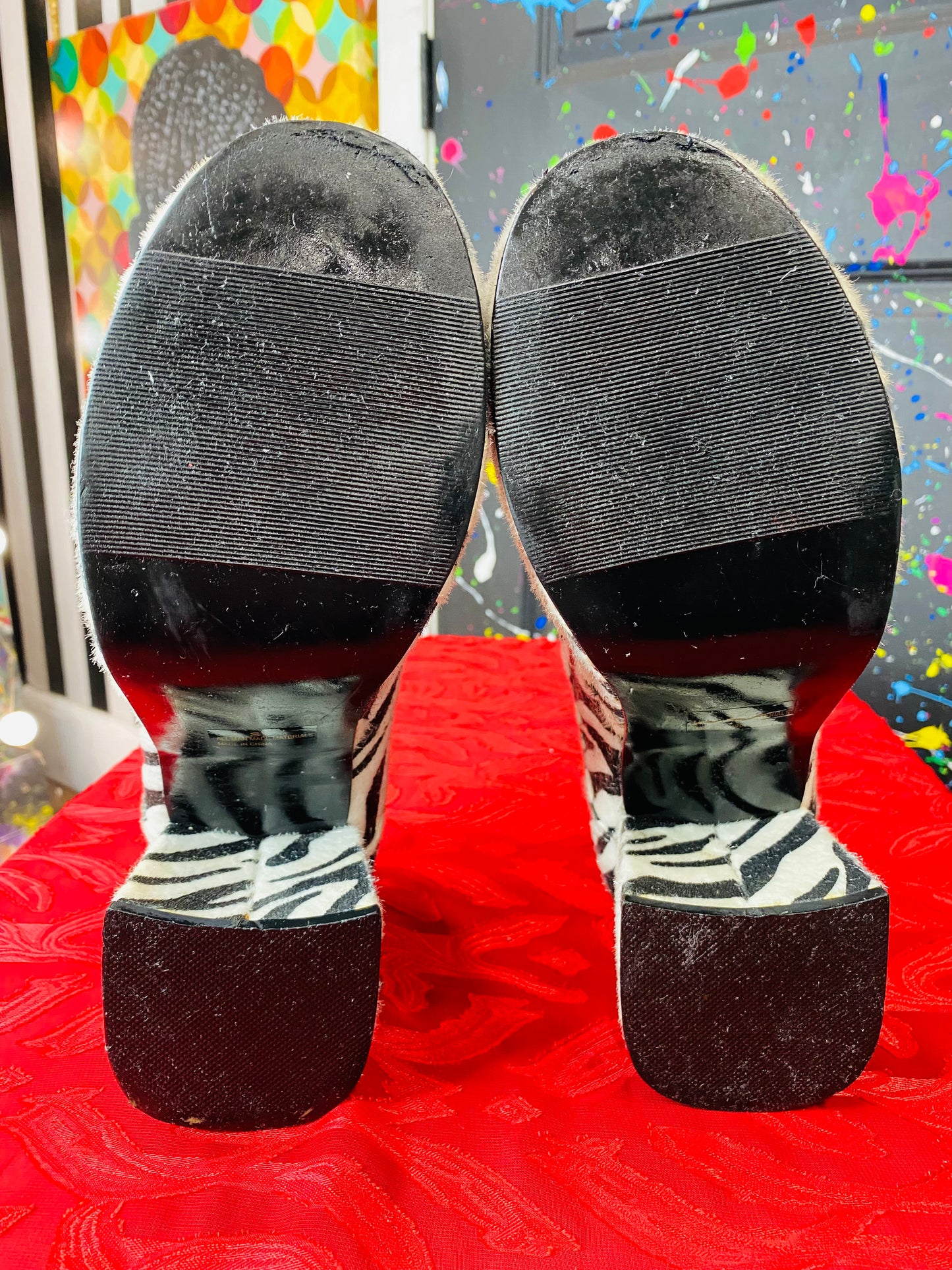 Zebra Fur Platform Heels