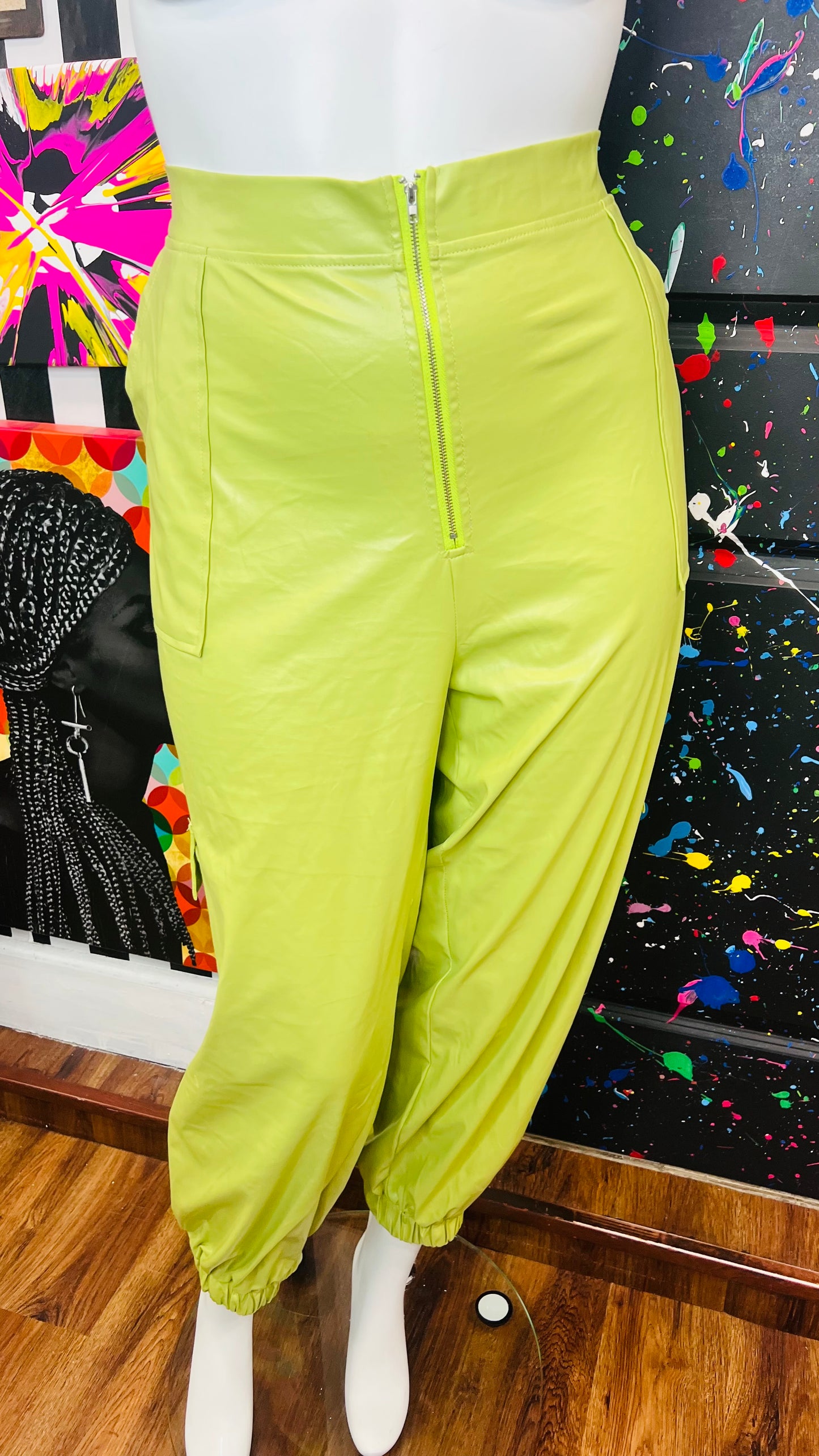 Green Faux Leather Pants (18/20)