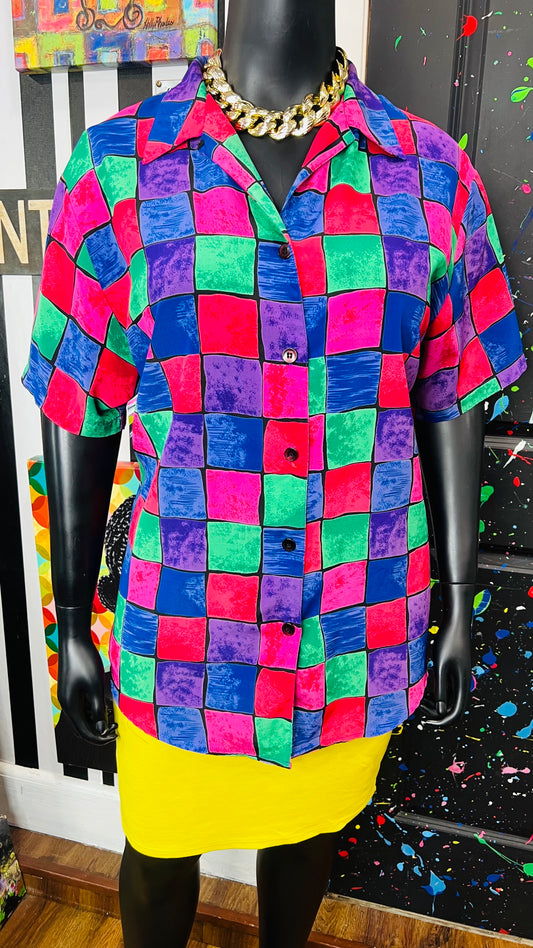 Vintage Colorful Block Blouse (20)