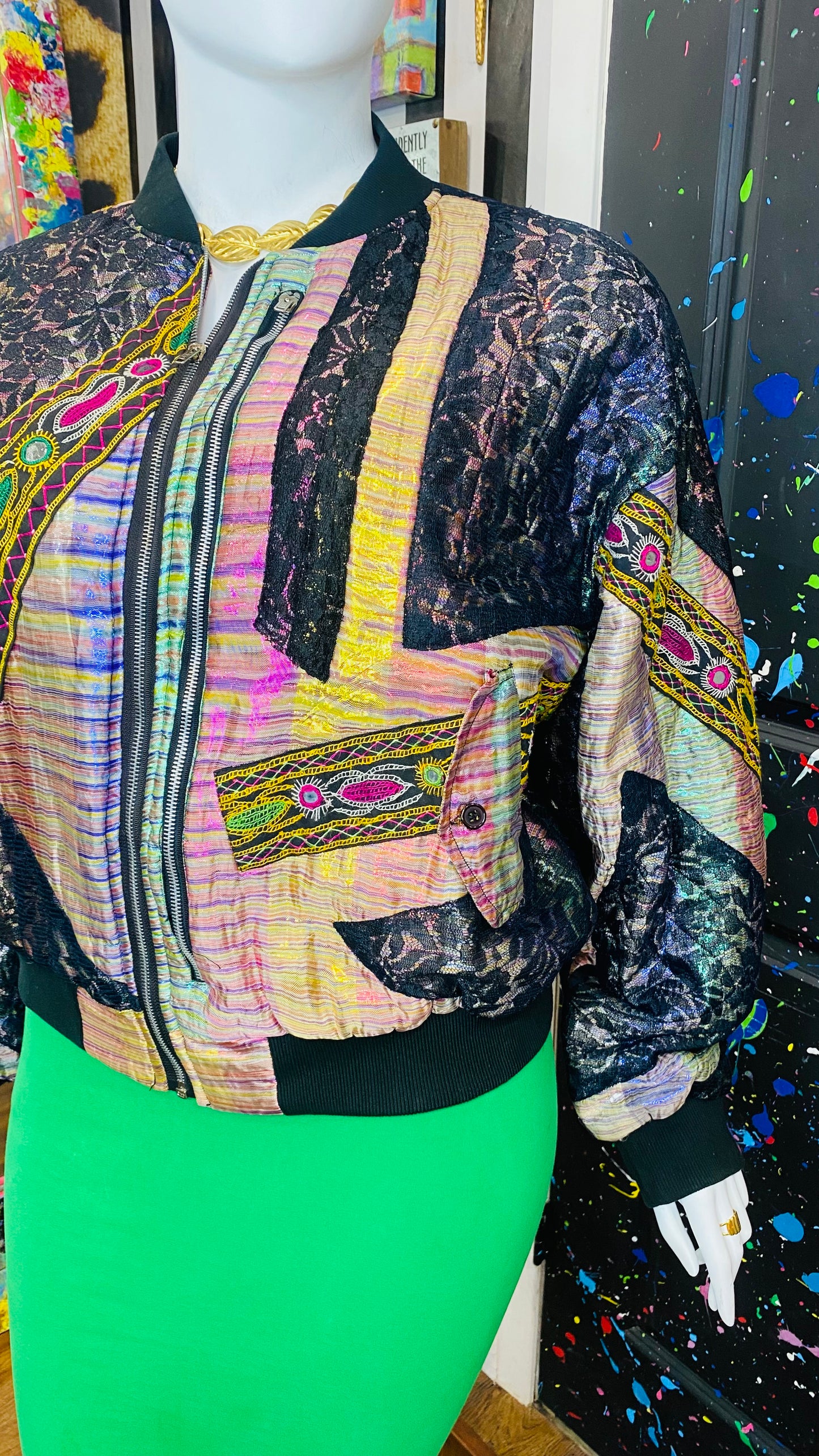 Vintage Abstract Lace Puffer Jacket (22)