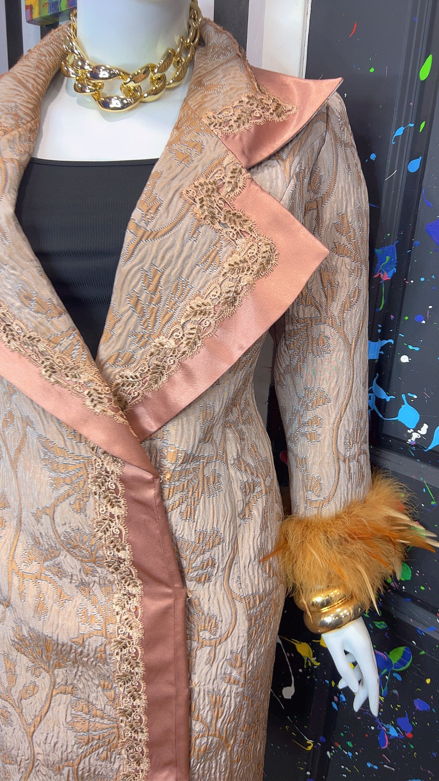 Vintage Long Statement Couture Blazer w/ Faux Fur (16)