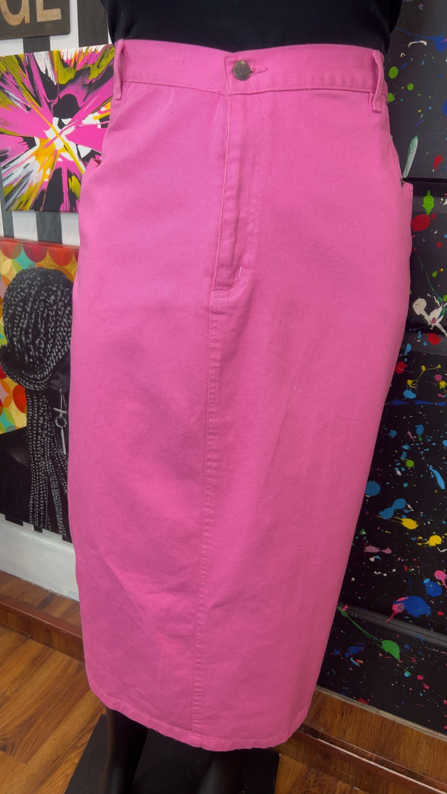 Vintage Pink Denim Skirt (24)
