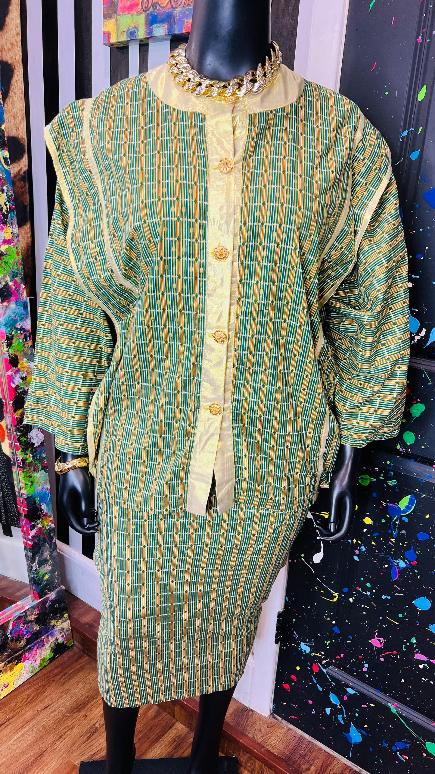 Vintage Authentic African Skirt Set (OS)