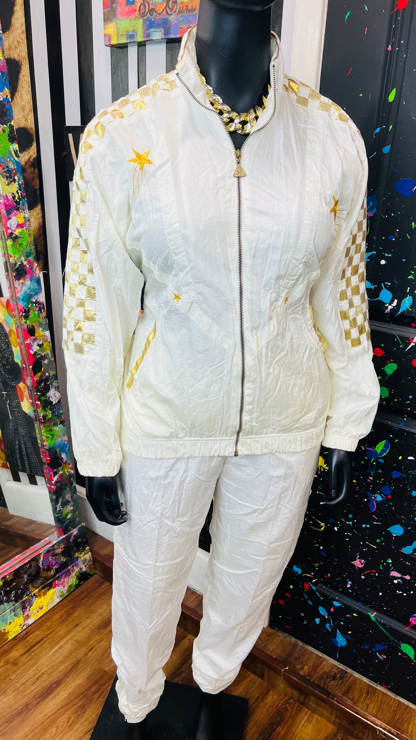 Vintage Windreaker Set - Cream w/Gold Stars (14)