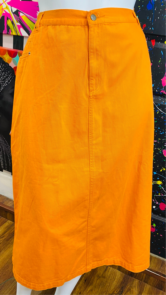 Vintage Orange Denim Skirt (26WT)