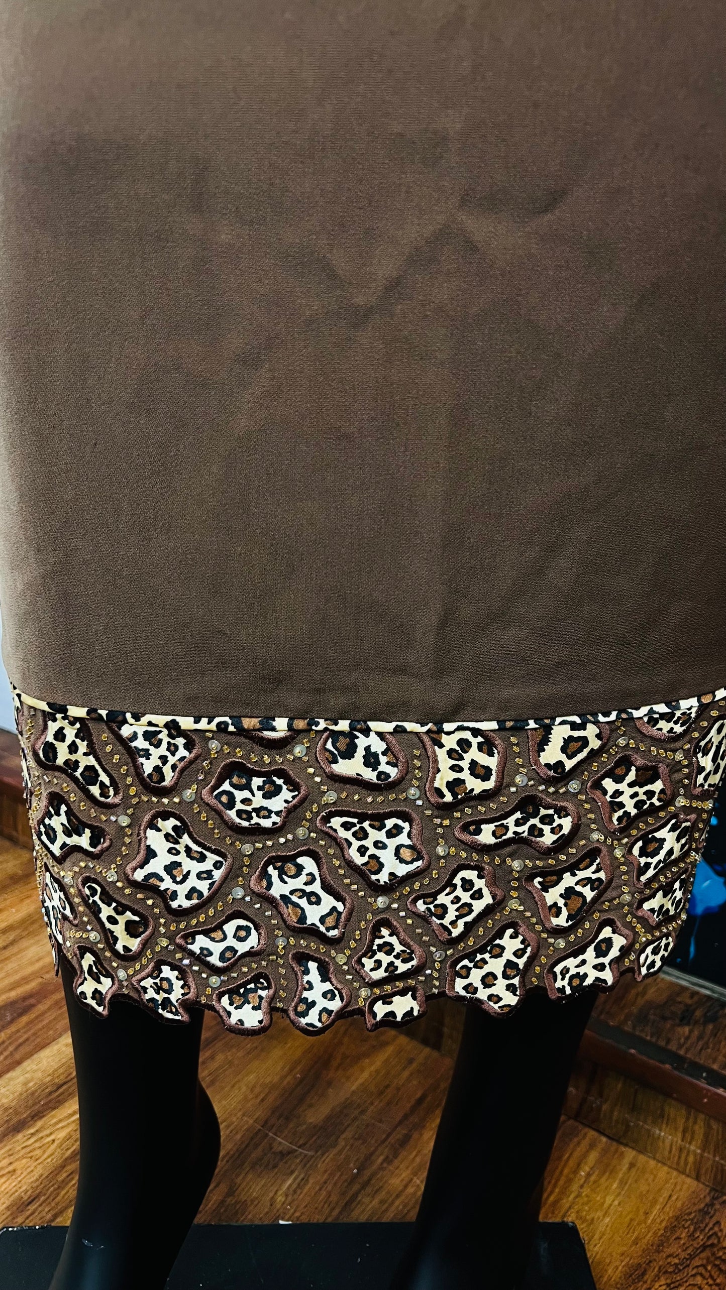 Vintage Chocolate & Animal Print Skirt Suit (18)