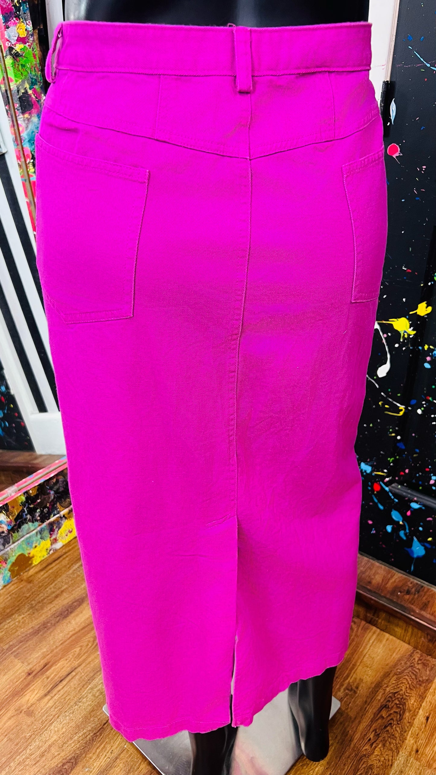 Vintage Pink Denim Skirt (24W)