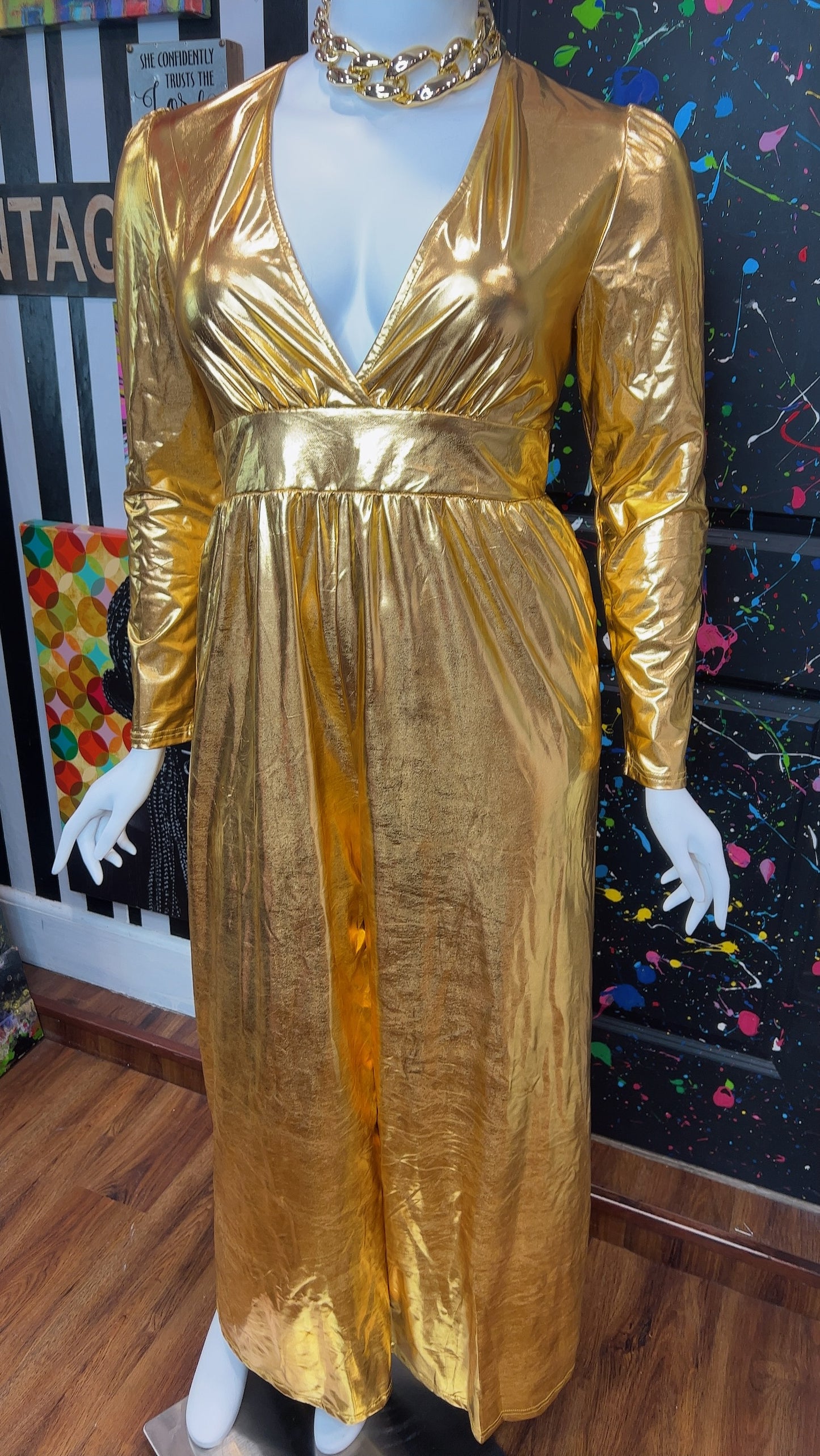 Metallic Gold Jumpsuit New W/Tags (14)