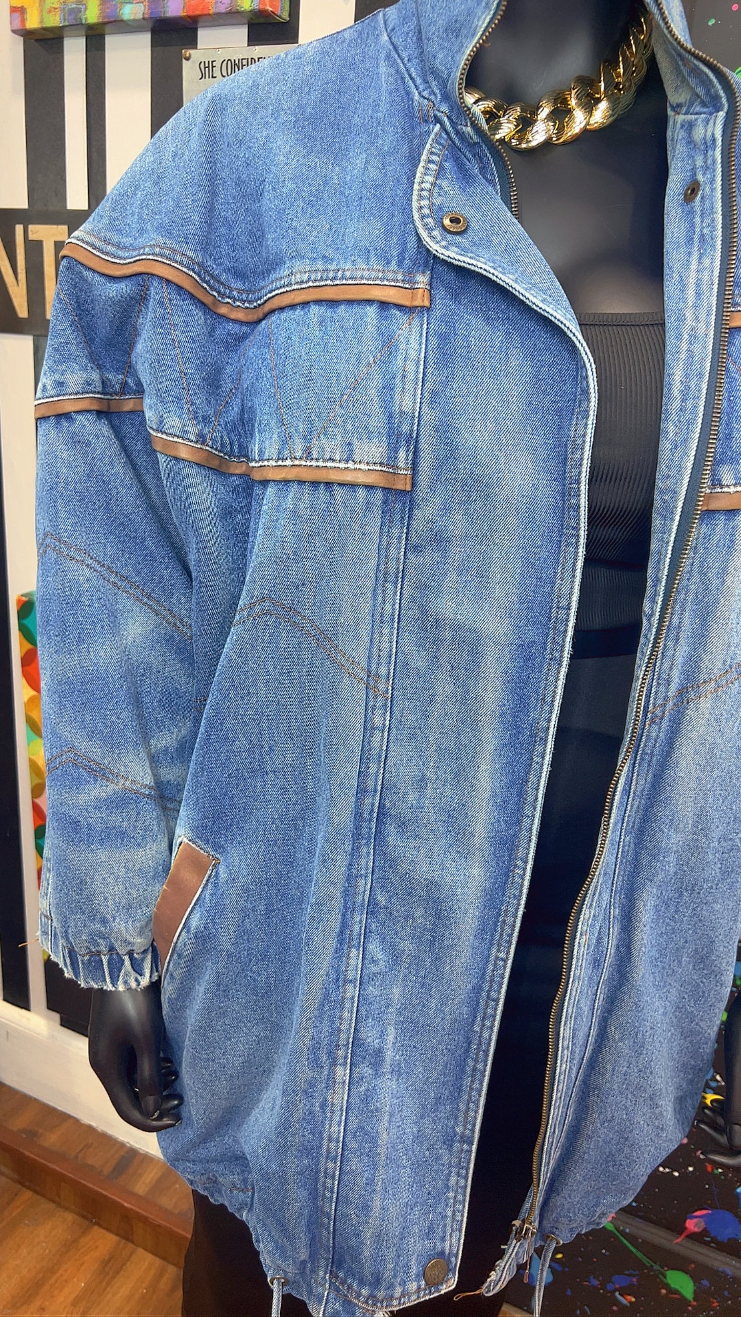 Vintage Denim & Faux Leather Trim (22/24)