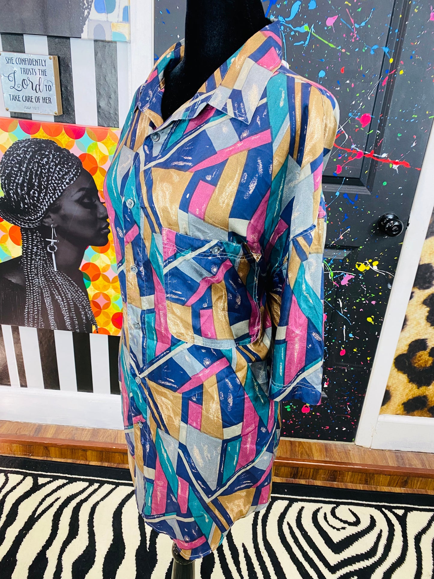 Vintage 100% Silk Short Sleeve Blouse