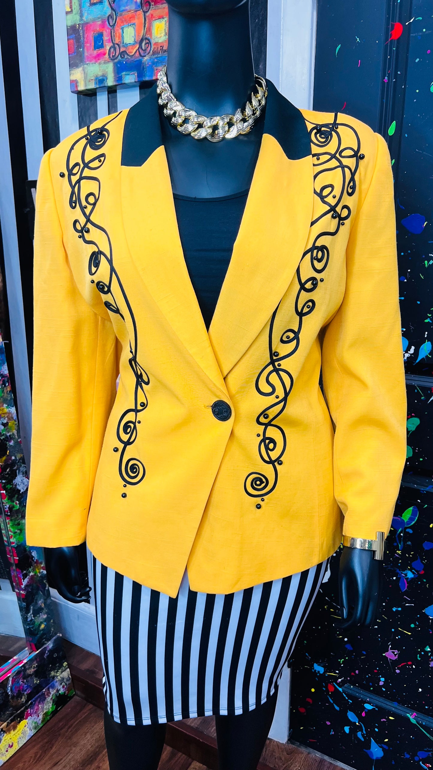 Vintage Yellow & Black Blazer (22)