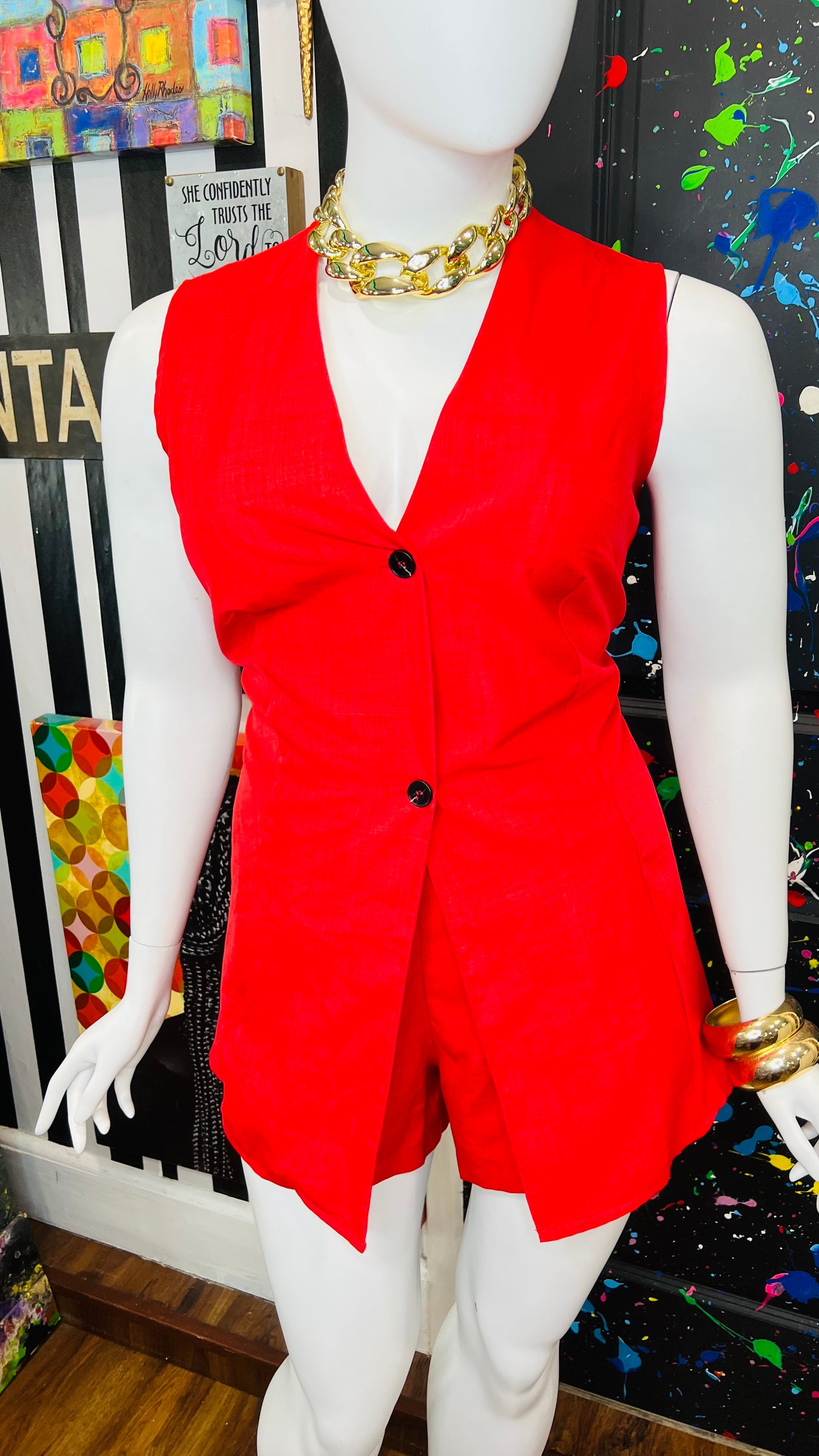 Red Vest & Shorts Set (16)