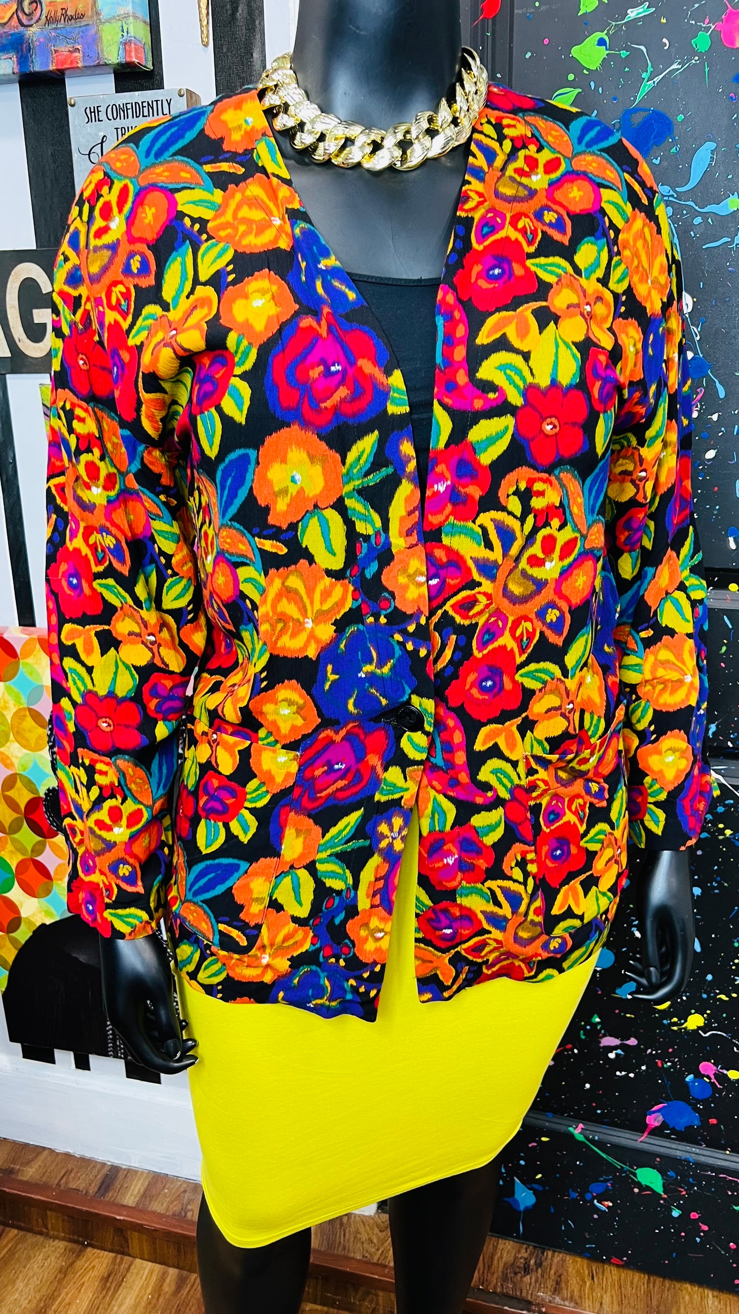 Vintage Rayon Floral Blazer (14)