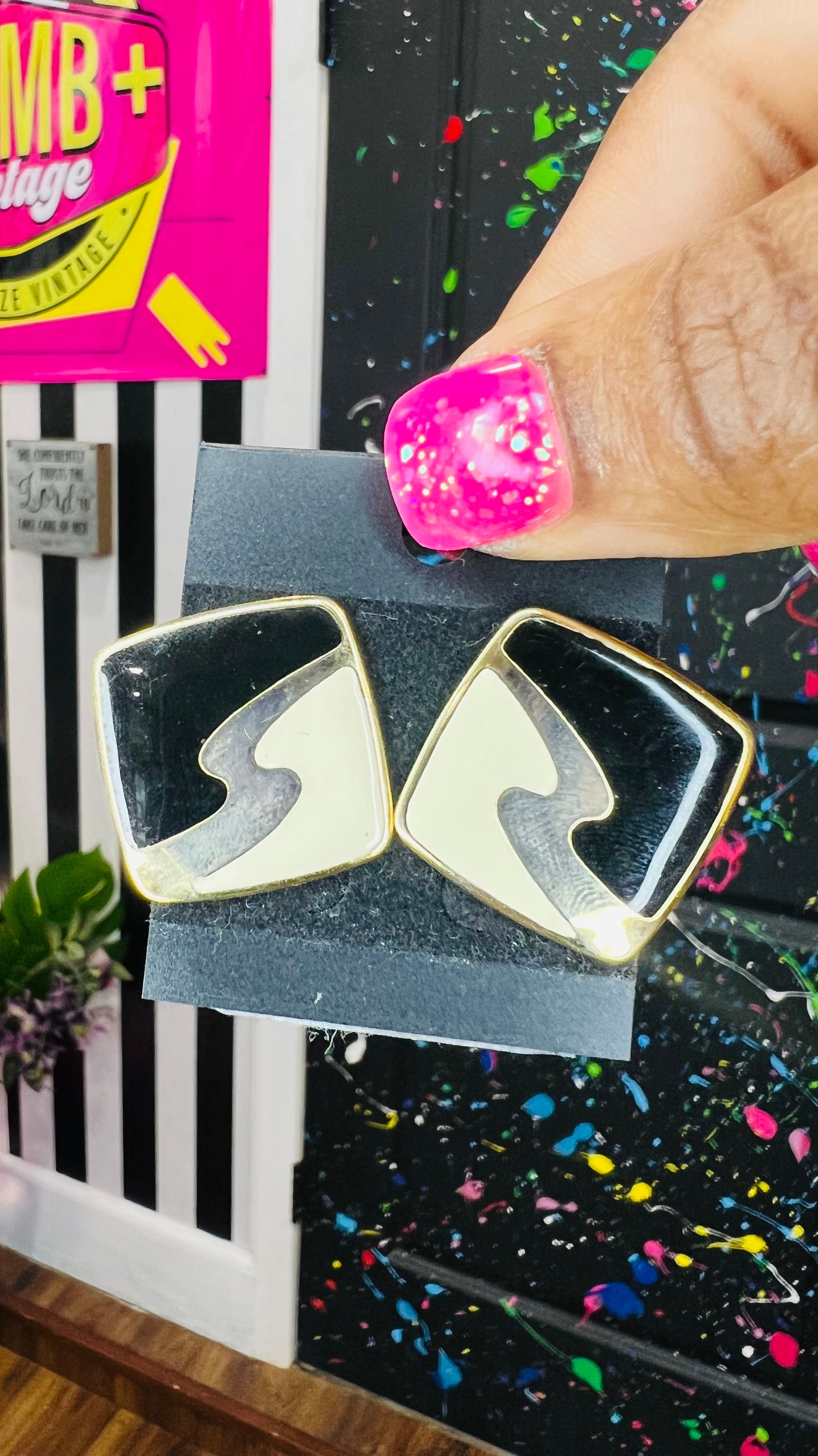 Vintage Abstract (metal) Post Back Earrings