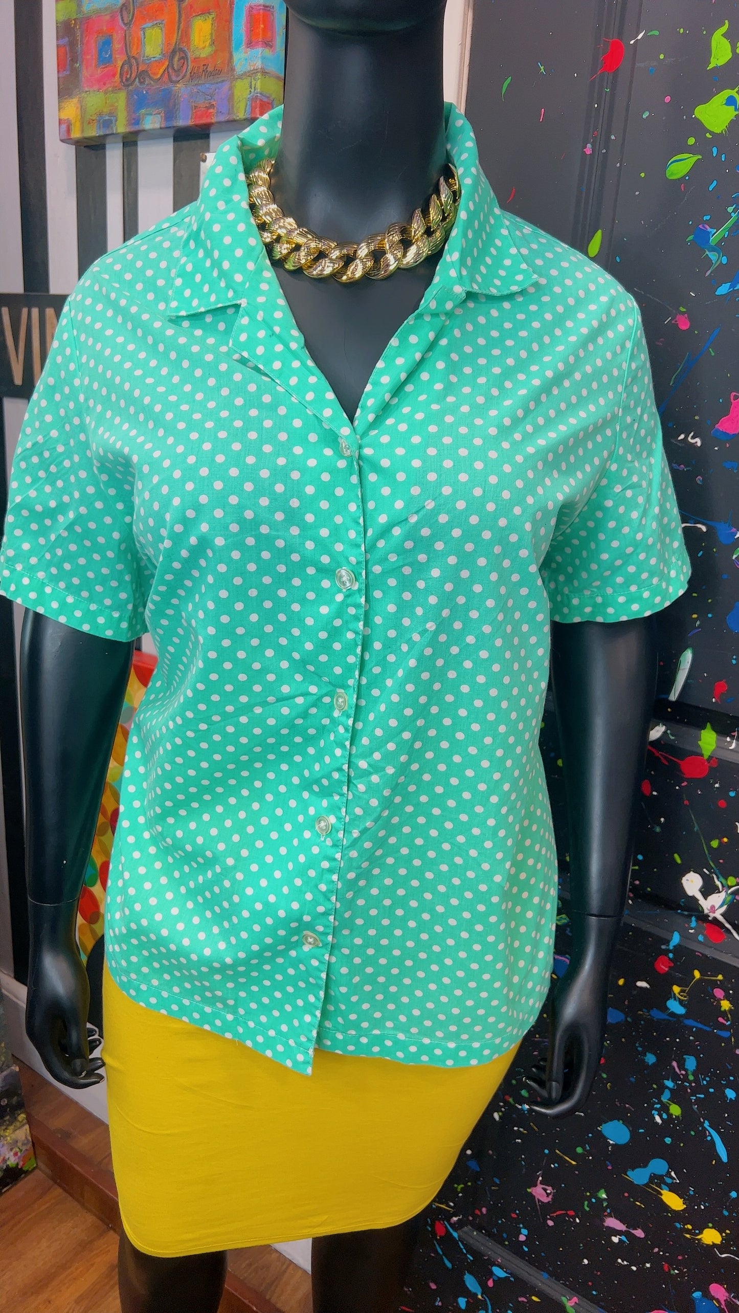 Vintage Cotton Polka Dot Blouse (24)