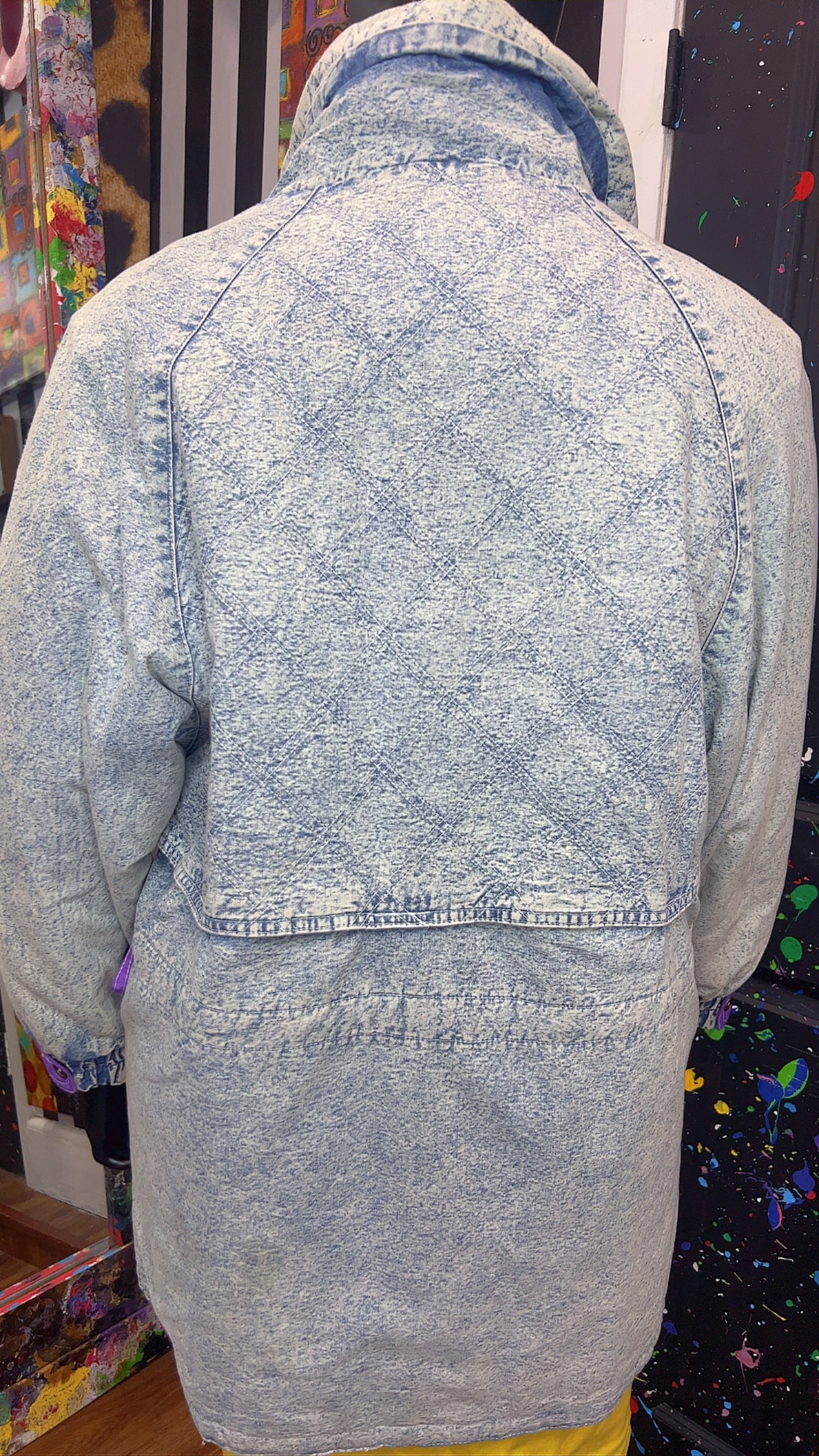 Vintage Stonewash Denim & Purple Puffer Coat (16)