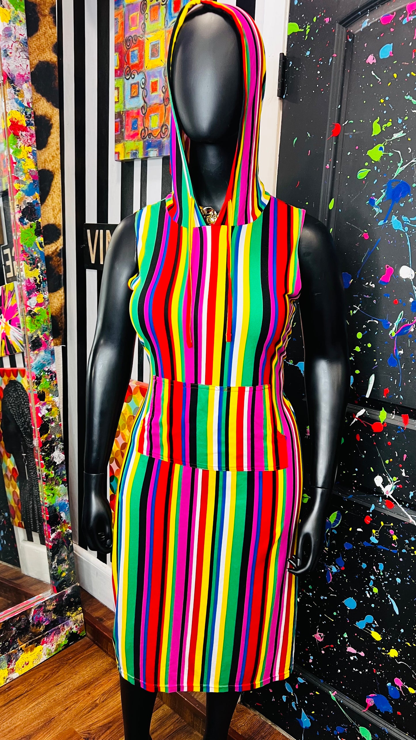 Striped Cotton Hooded Dress (16/18)