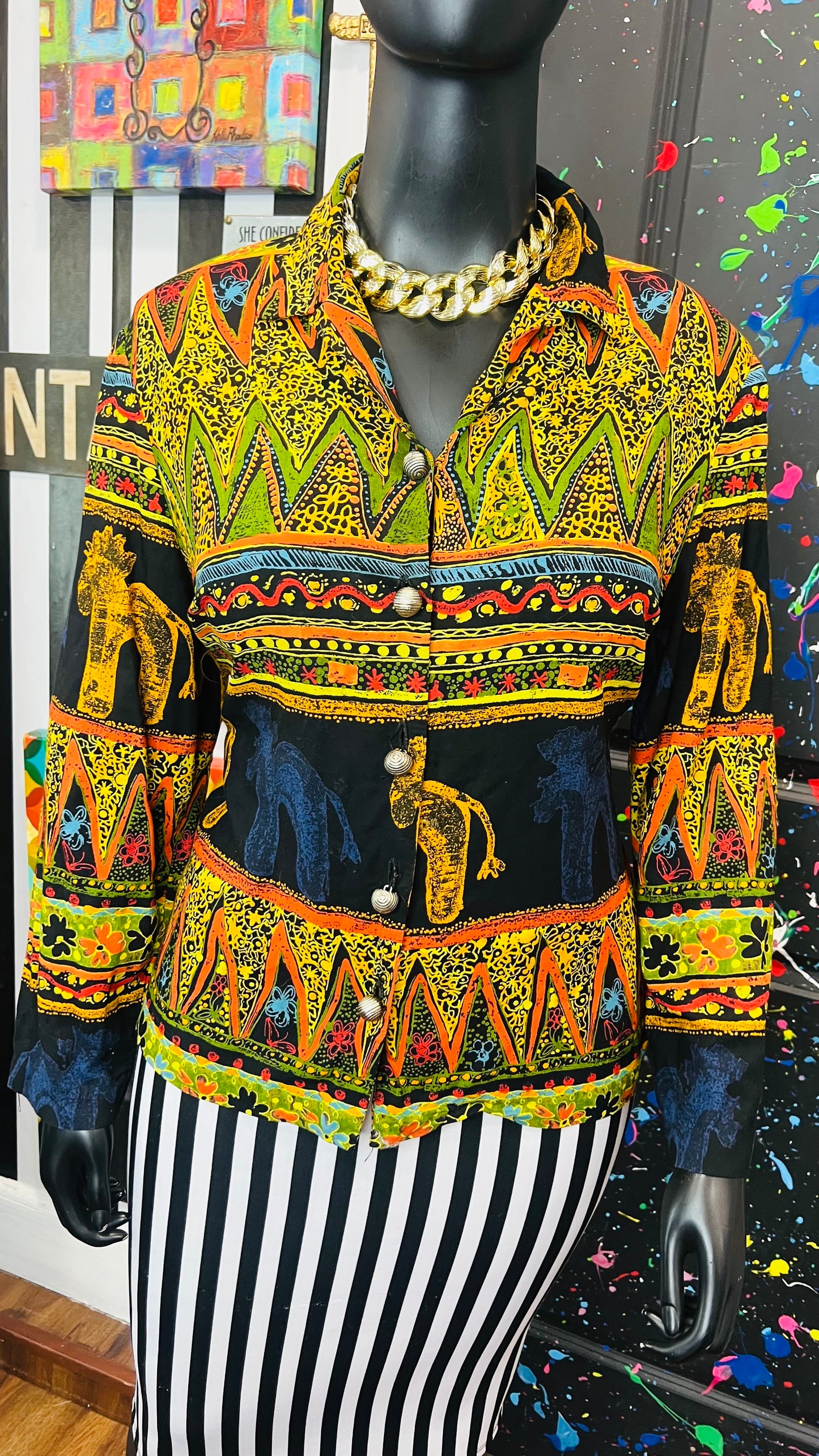 Vintage Abstract 90’s Rayon Blouse (18W)