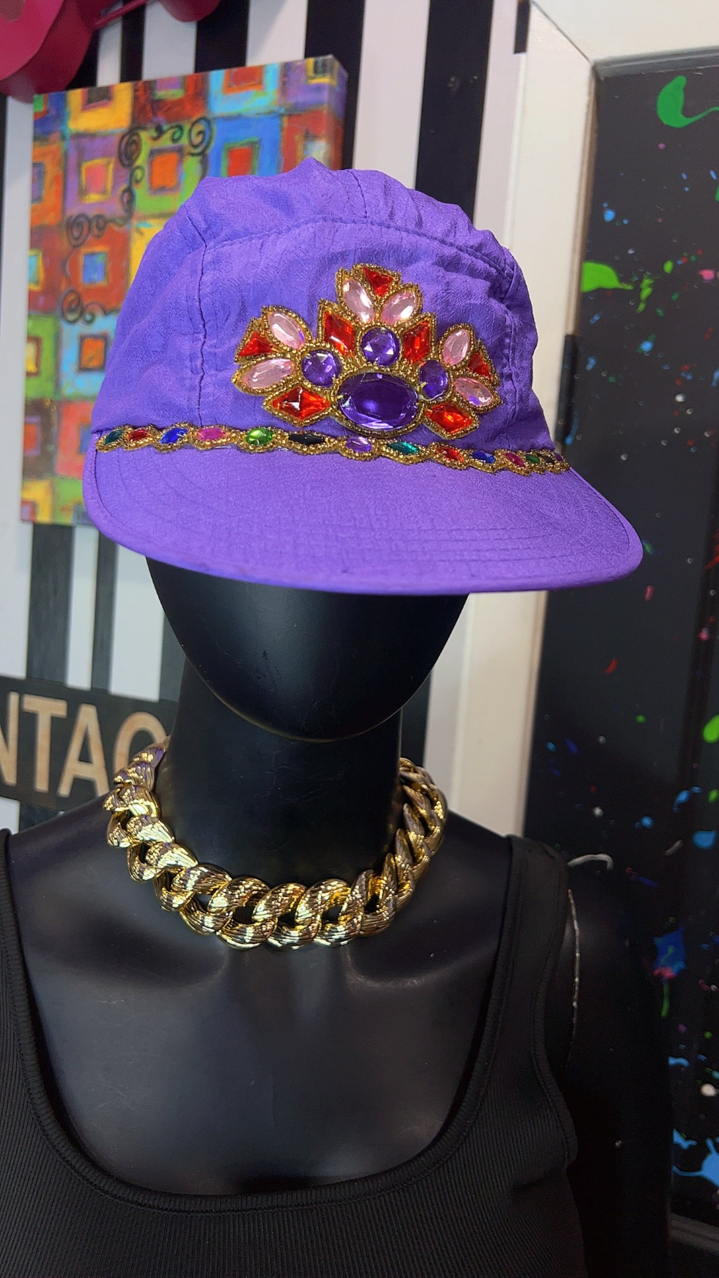 Vintage Purple Jeweled Ball Cap