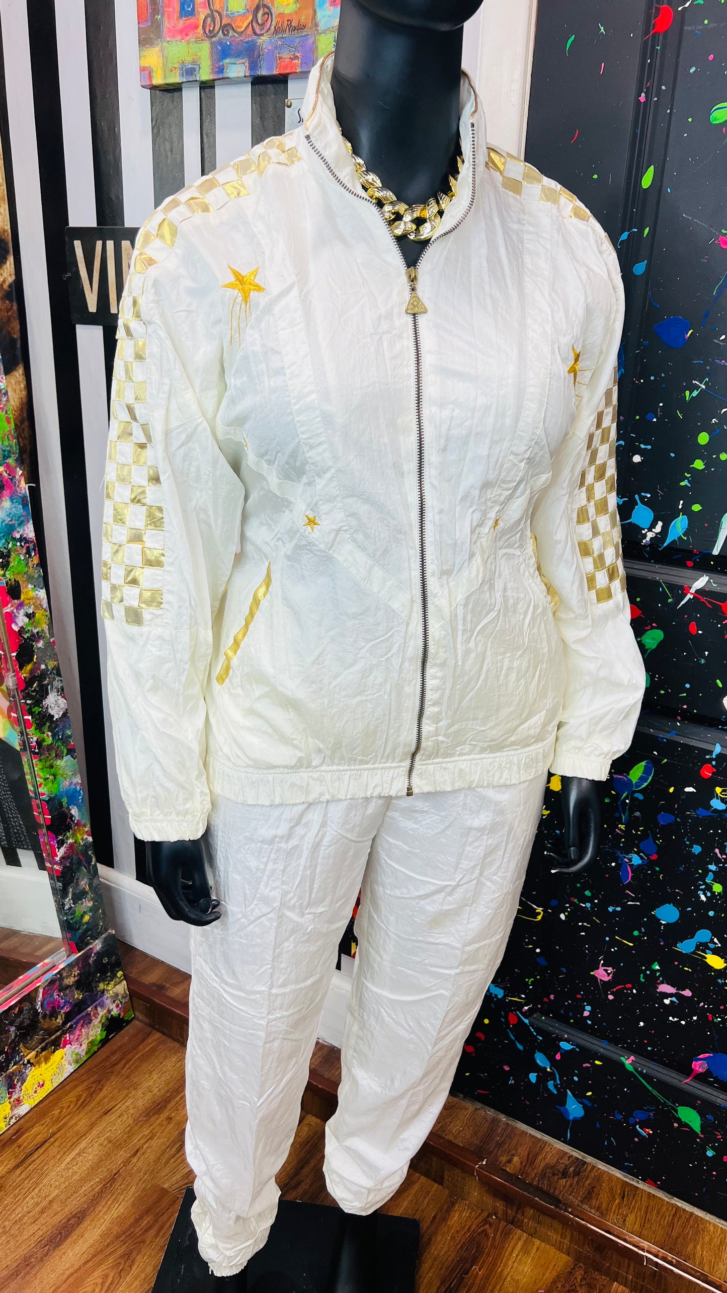 Vintage Windreaker Set - Cream w/Gold Stars (14)
