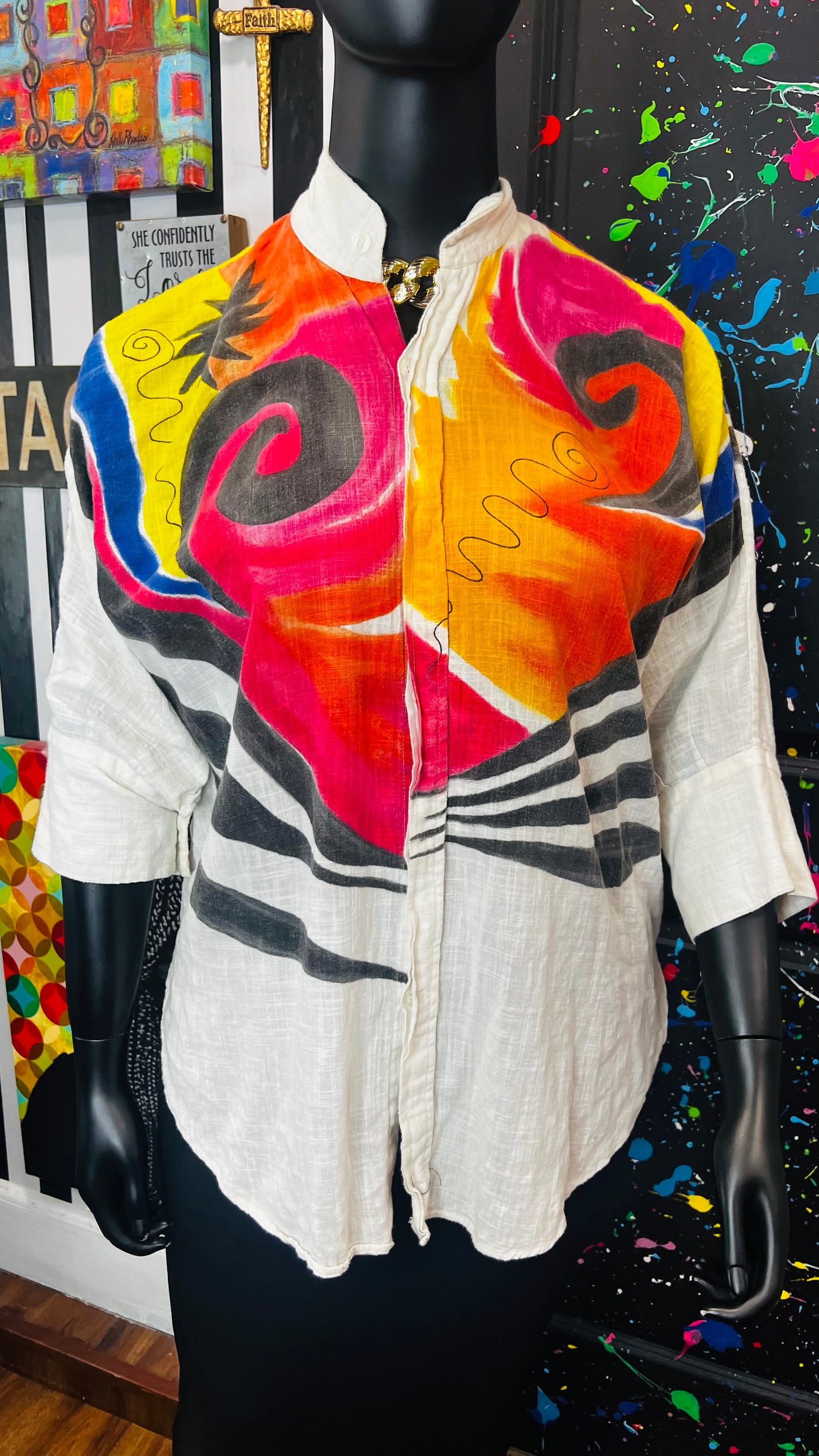 Abstract Print Linen Blouse (16)