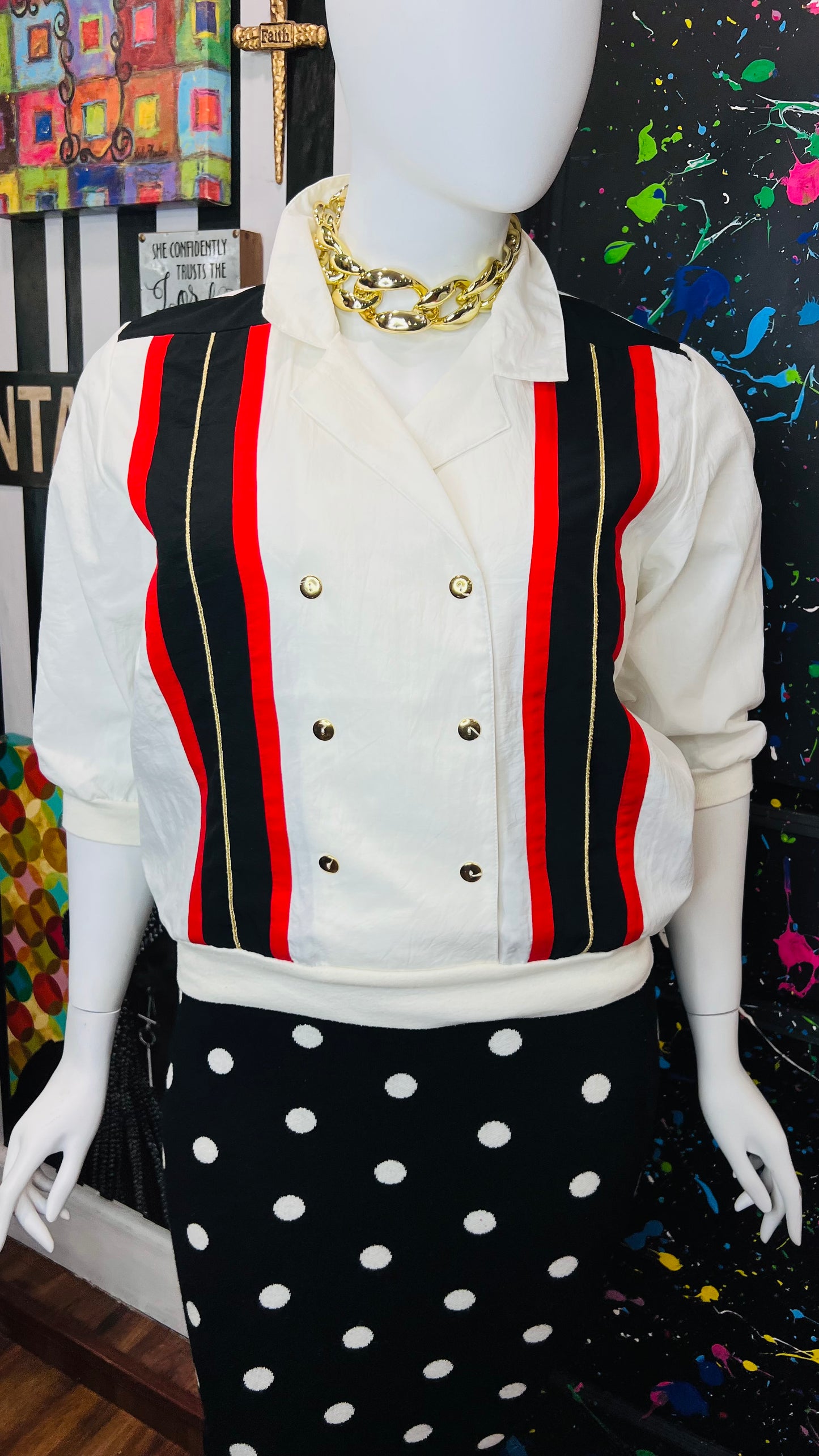 Vintage Red, Black Gold & Blouse (16)