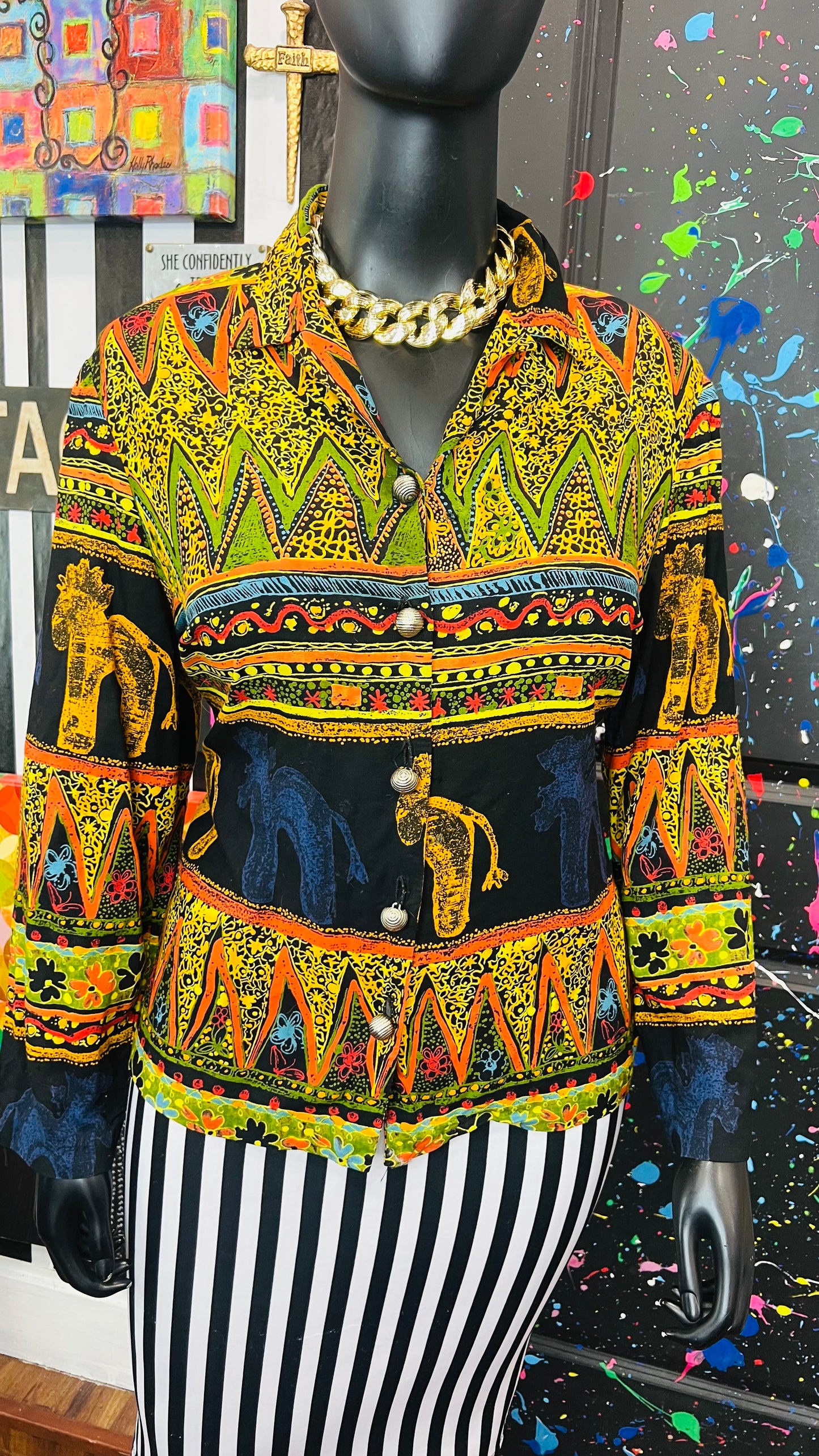 Vintage Abstract 90’s Rayon Blouse (18W)