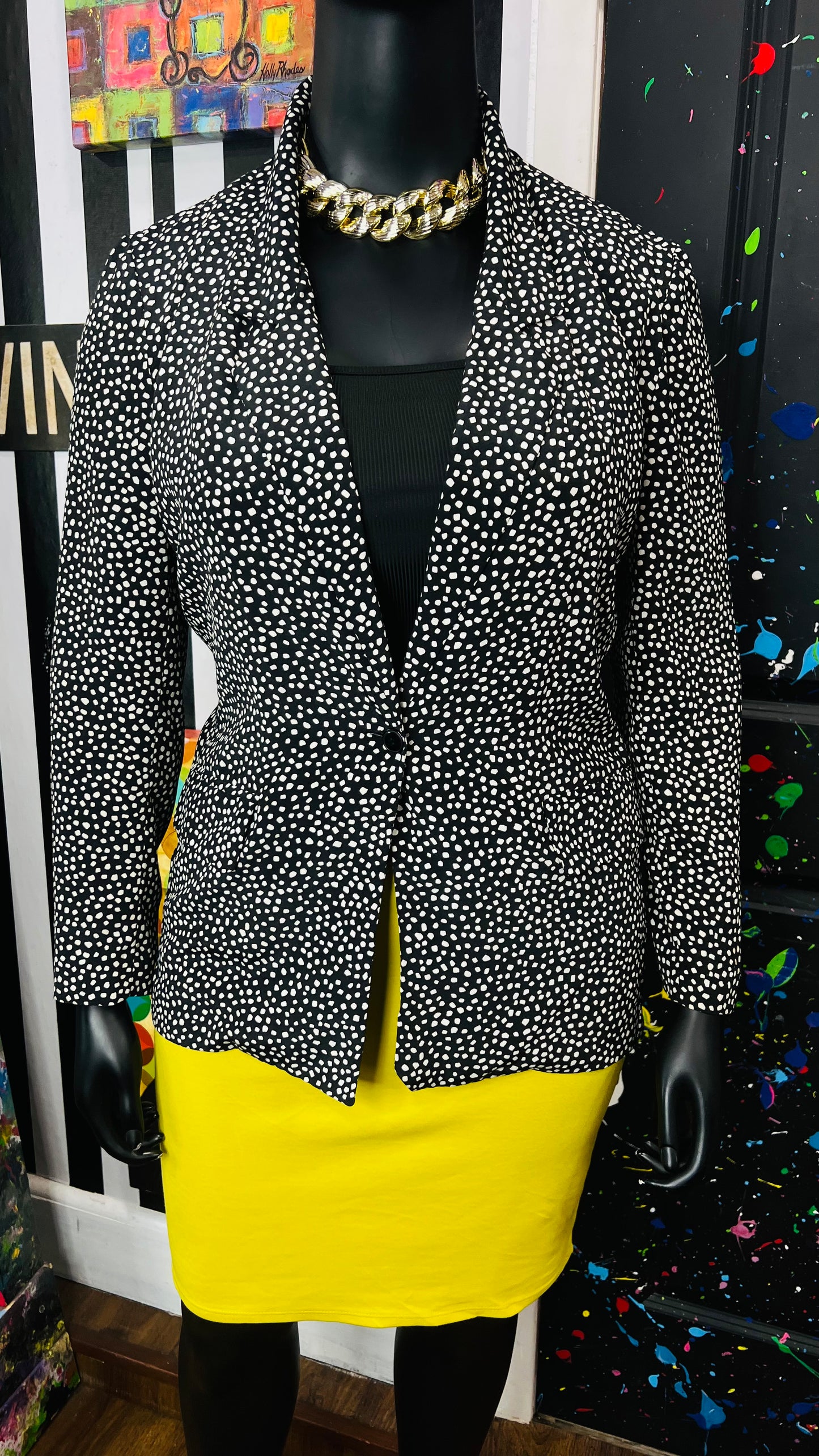 Vintage Black & White Polka Dot Blazer (14)