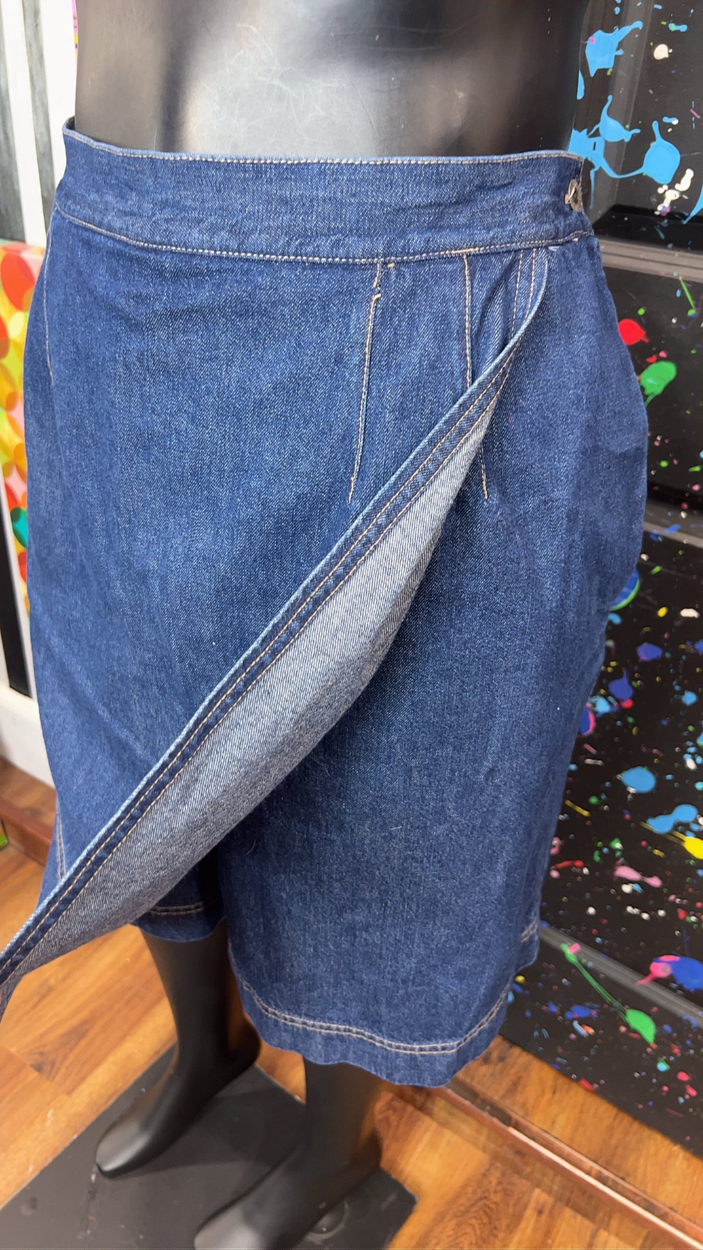 Vintage Dark Wash Denim Skort (20)