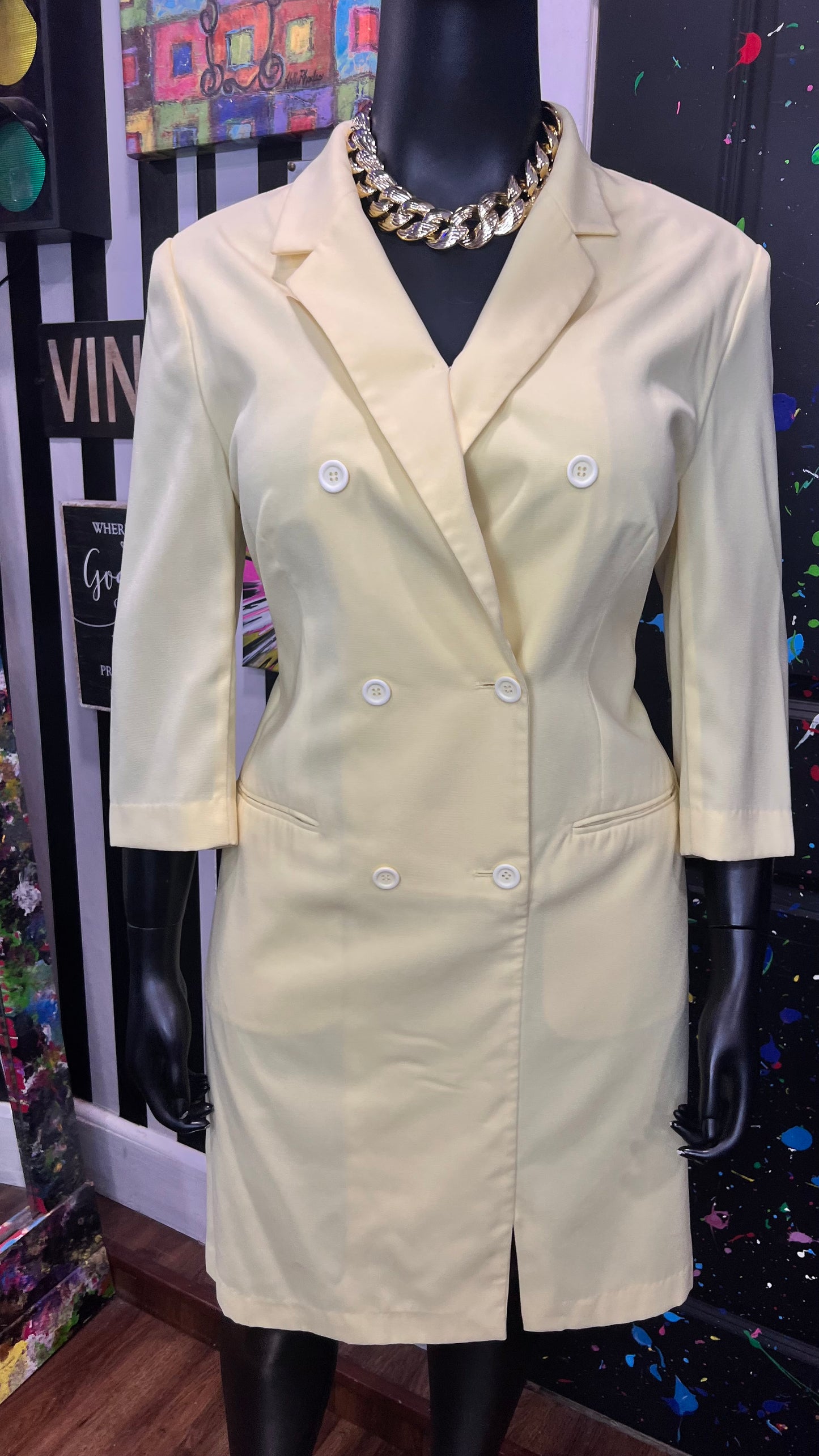 Vintage Yellow Blazer Dress (20)