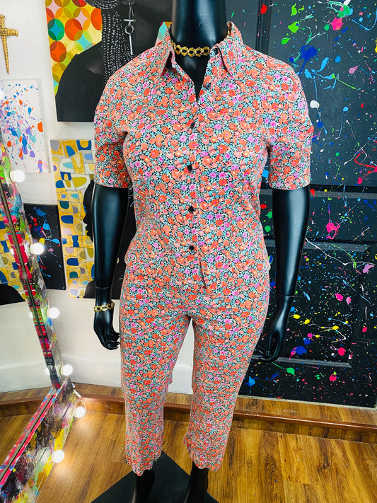 Vintage 2pc Floral Pant Set