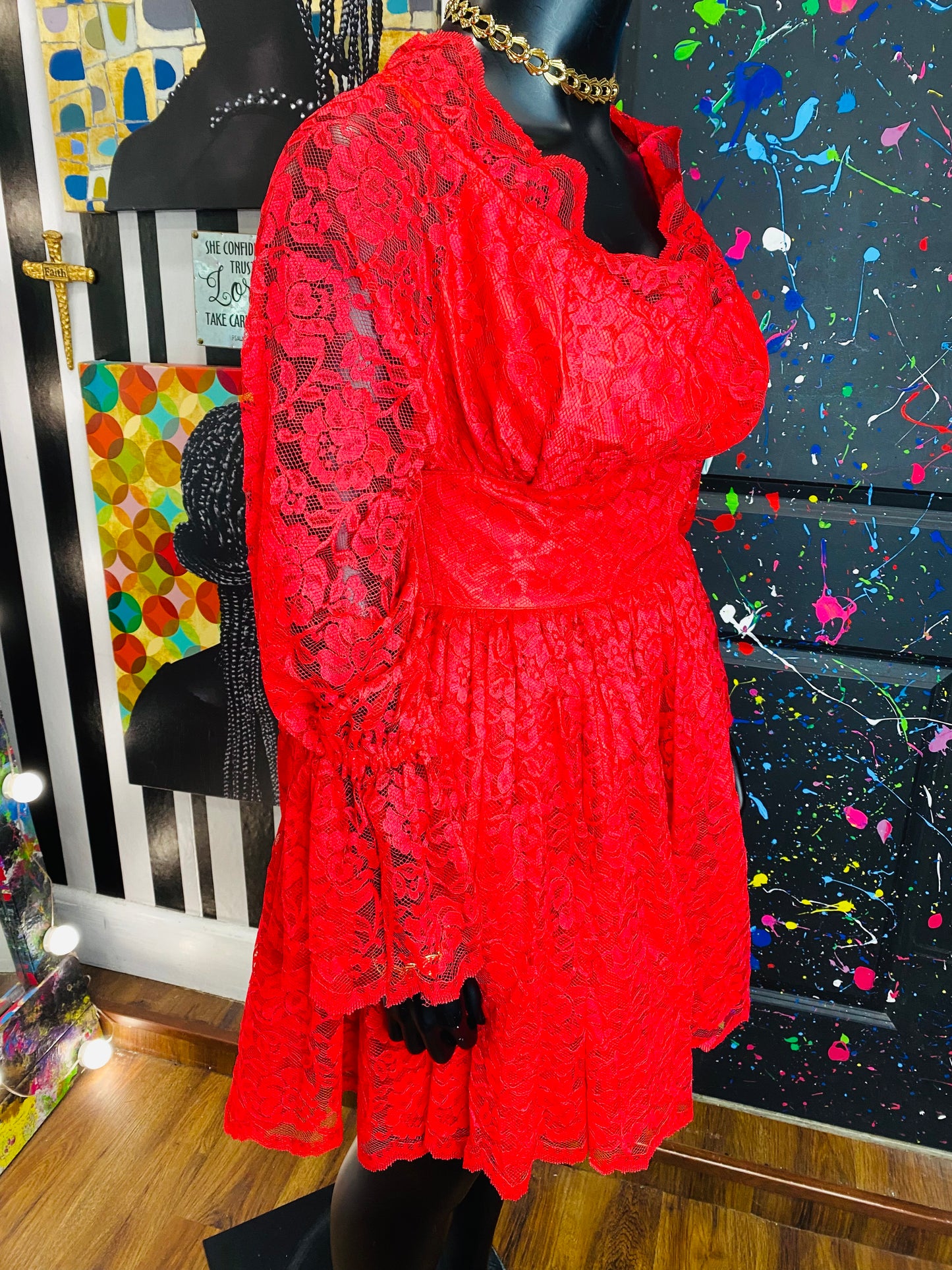 Vintage Red Lace Dress