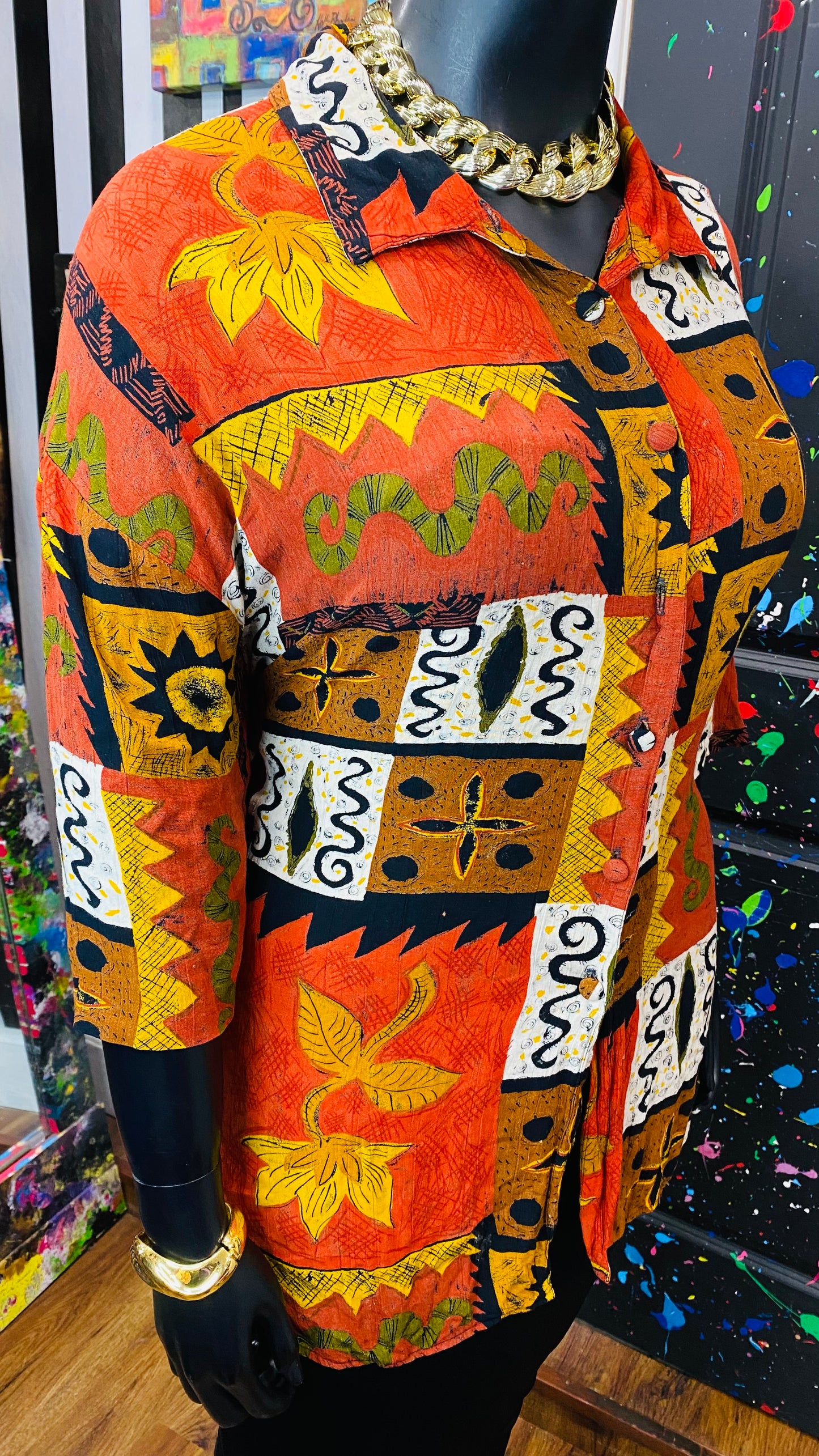 Vintage Rayon Abstract Blouse (24)