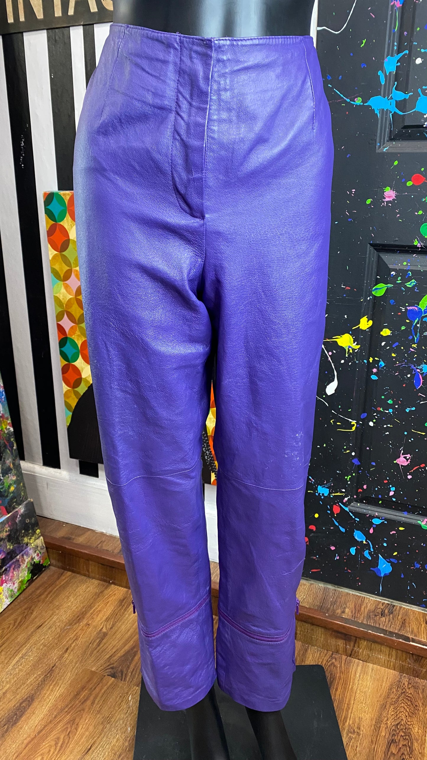 Vintage Genuine Leather Purple Convertible Pants to Capris (12)