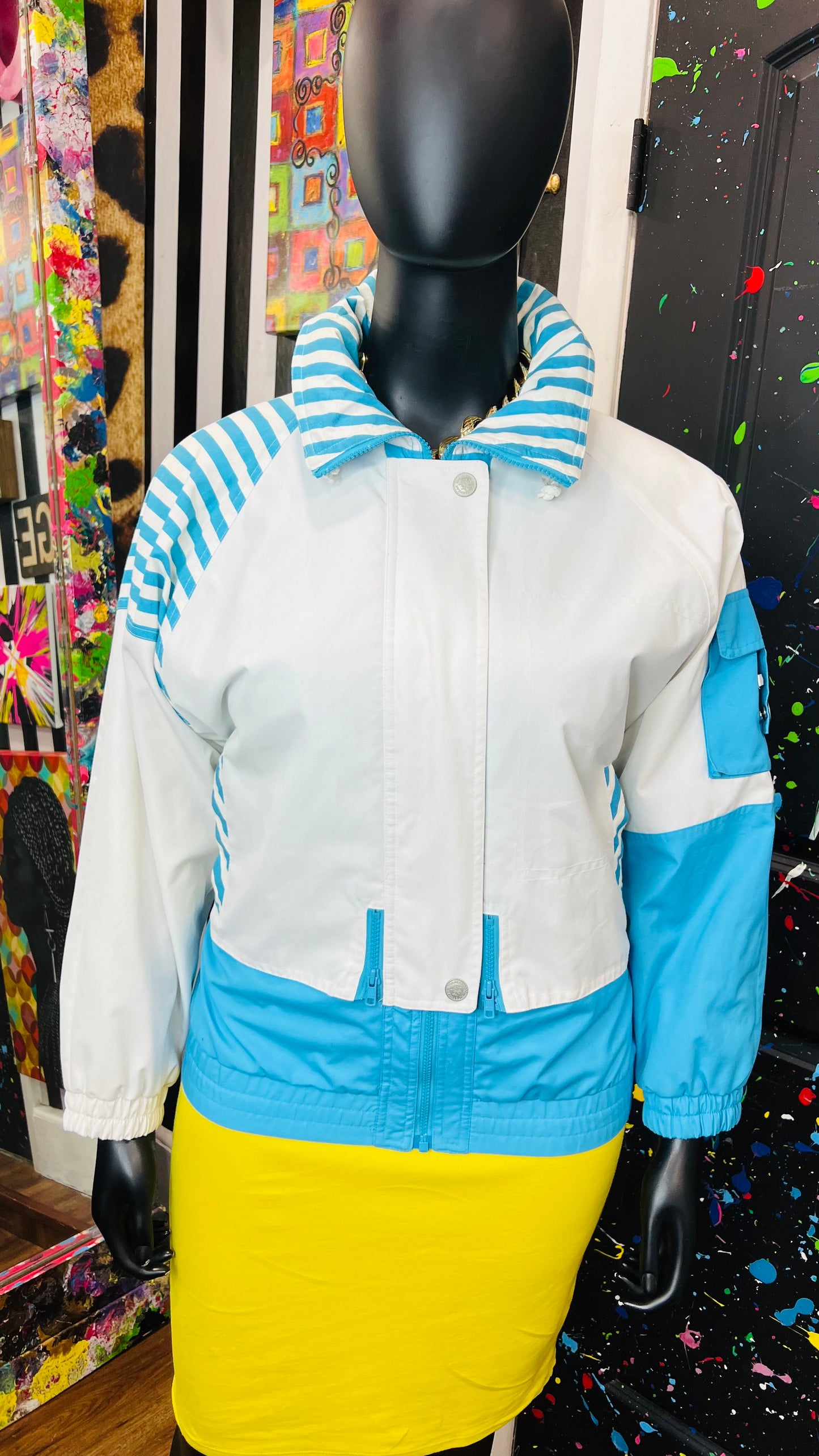 Vintage White & Blue Jacket w/ Stripes (14)