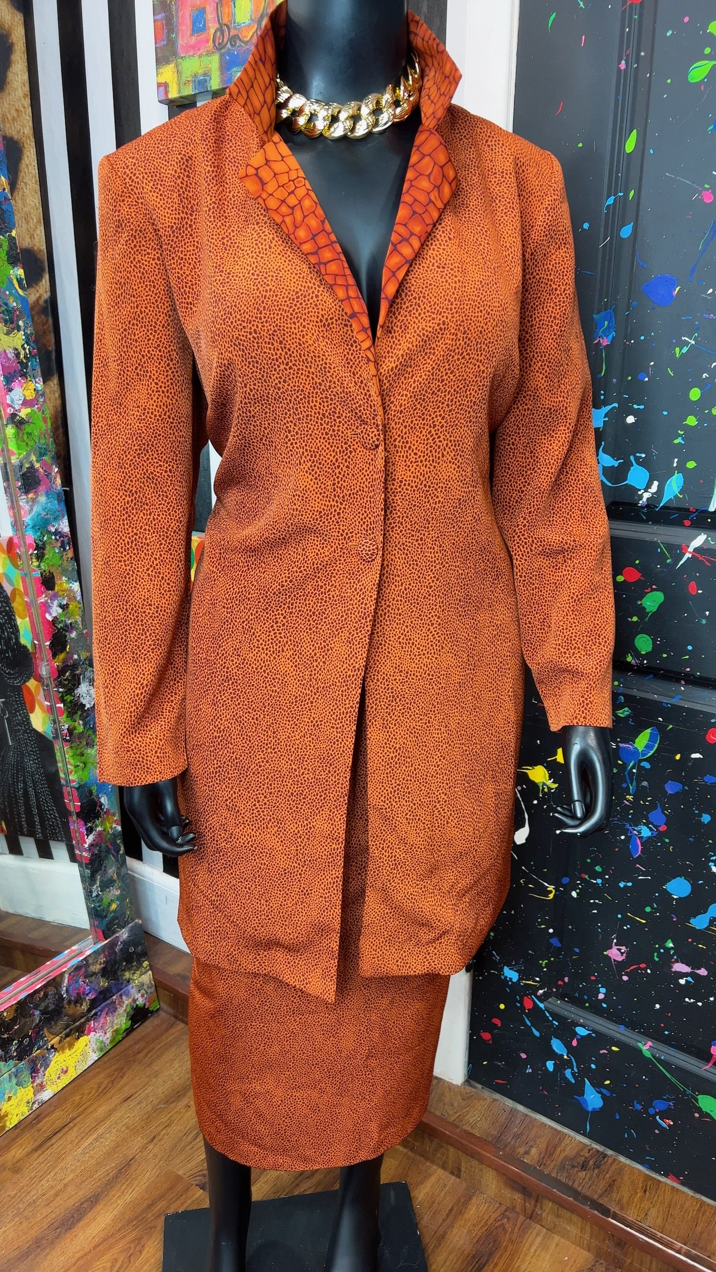 Vintage Animal Print Long Duster & Skirt (22W)
