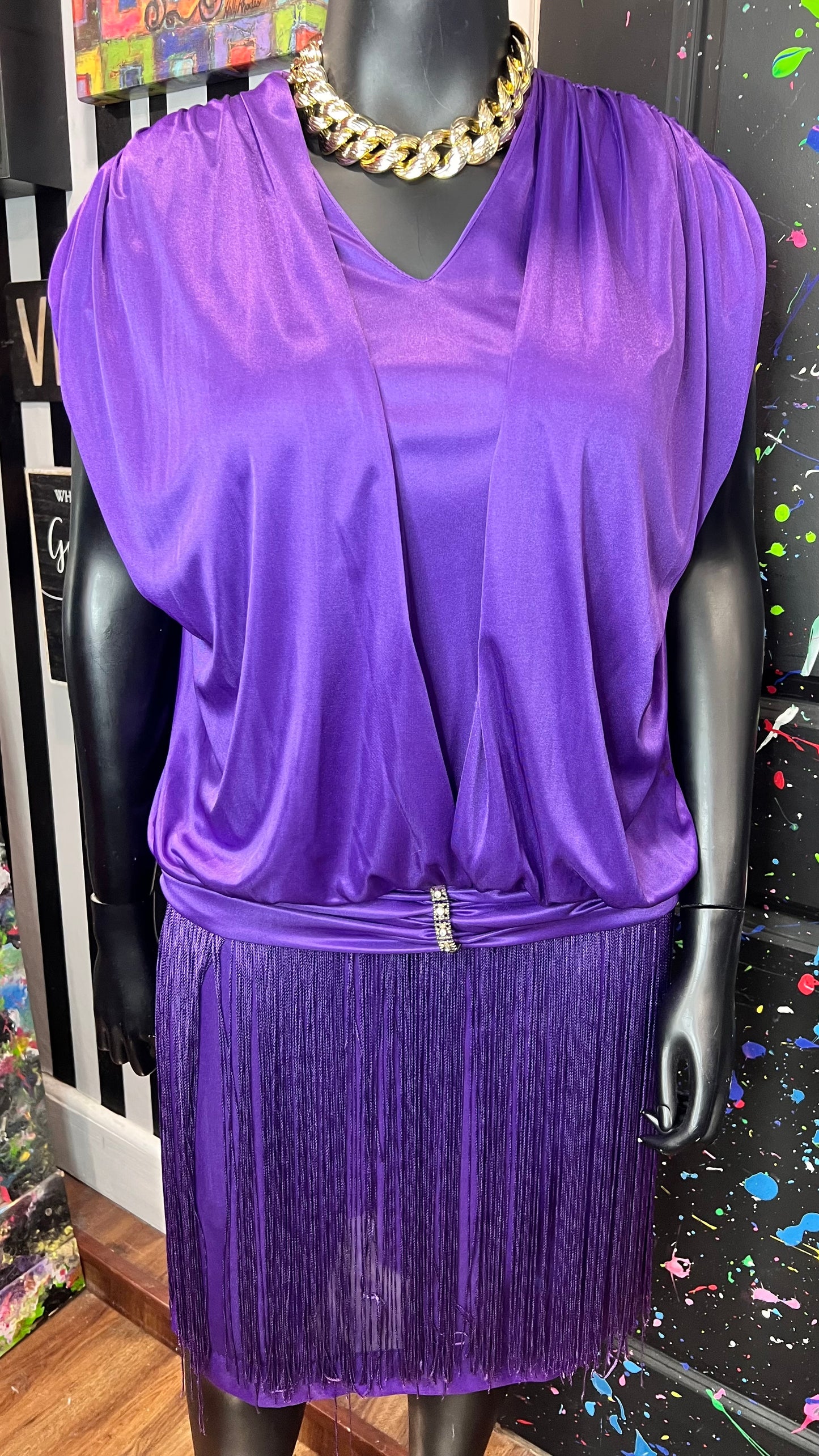 Vintage Purple Fringe Dress (16)