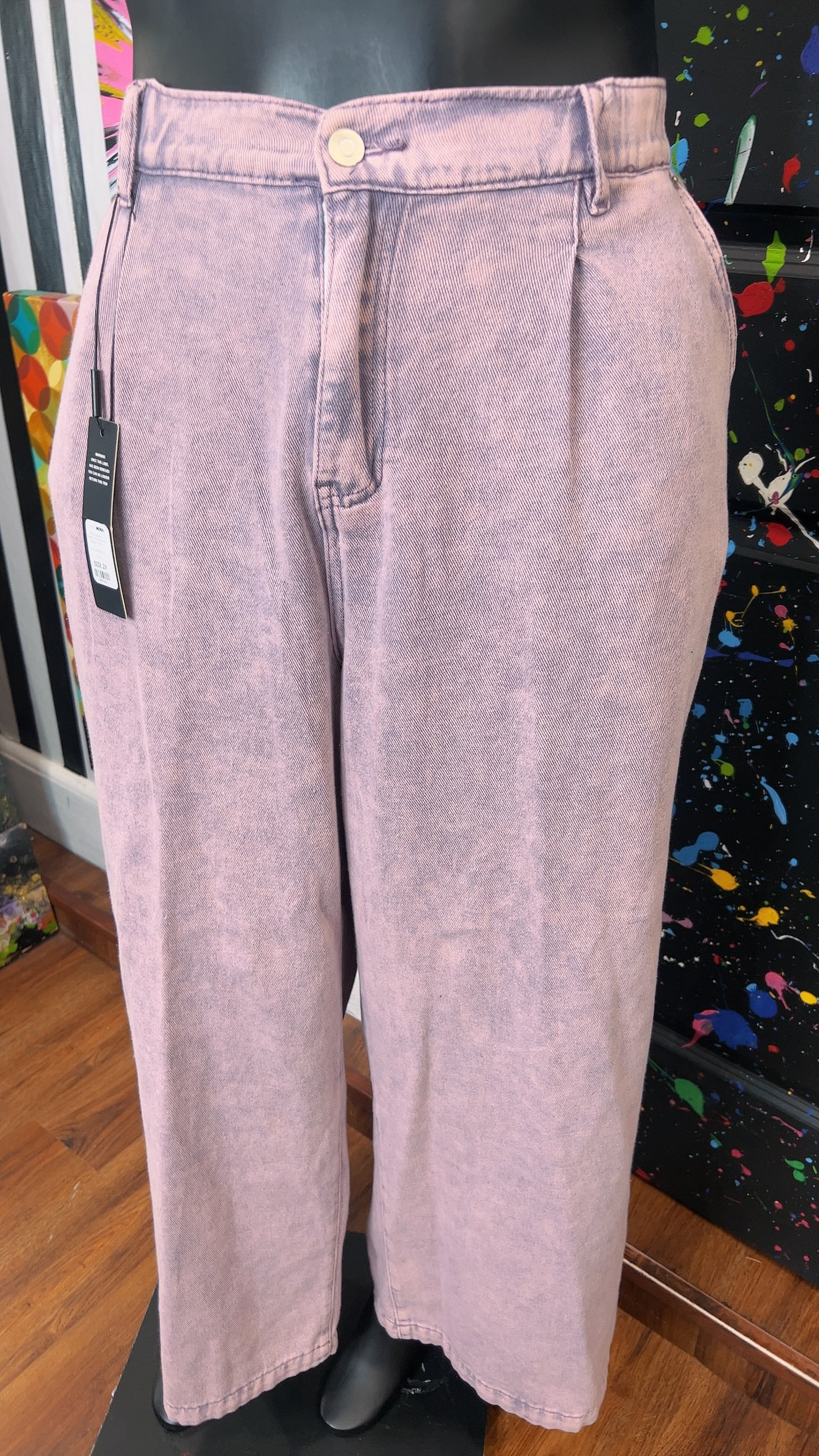 Wide Leg Purple Pleated Stonewash Jeans New w/Tags (16)